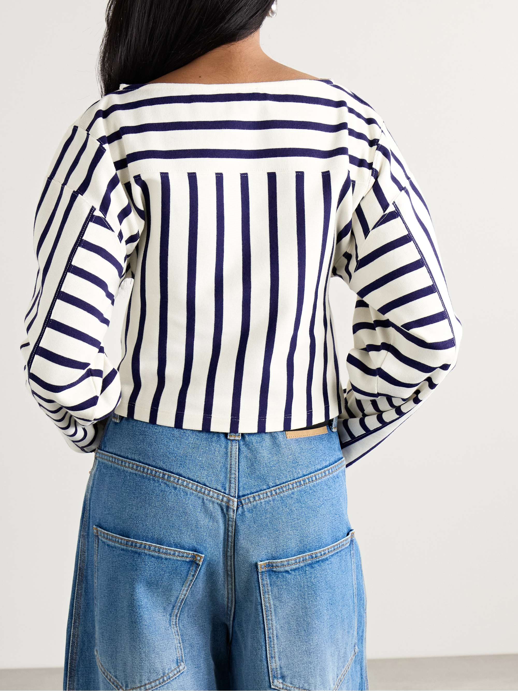 Flocked striped cotton-jersey top view