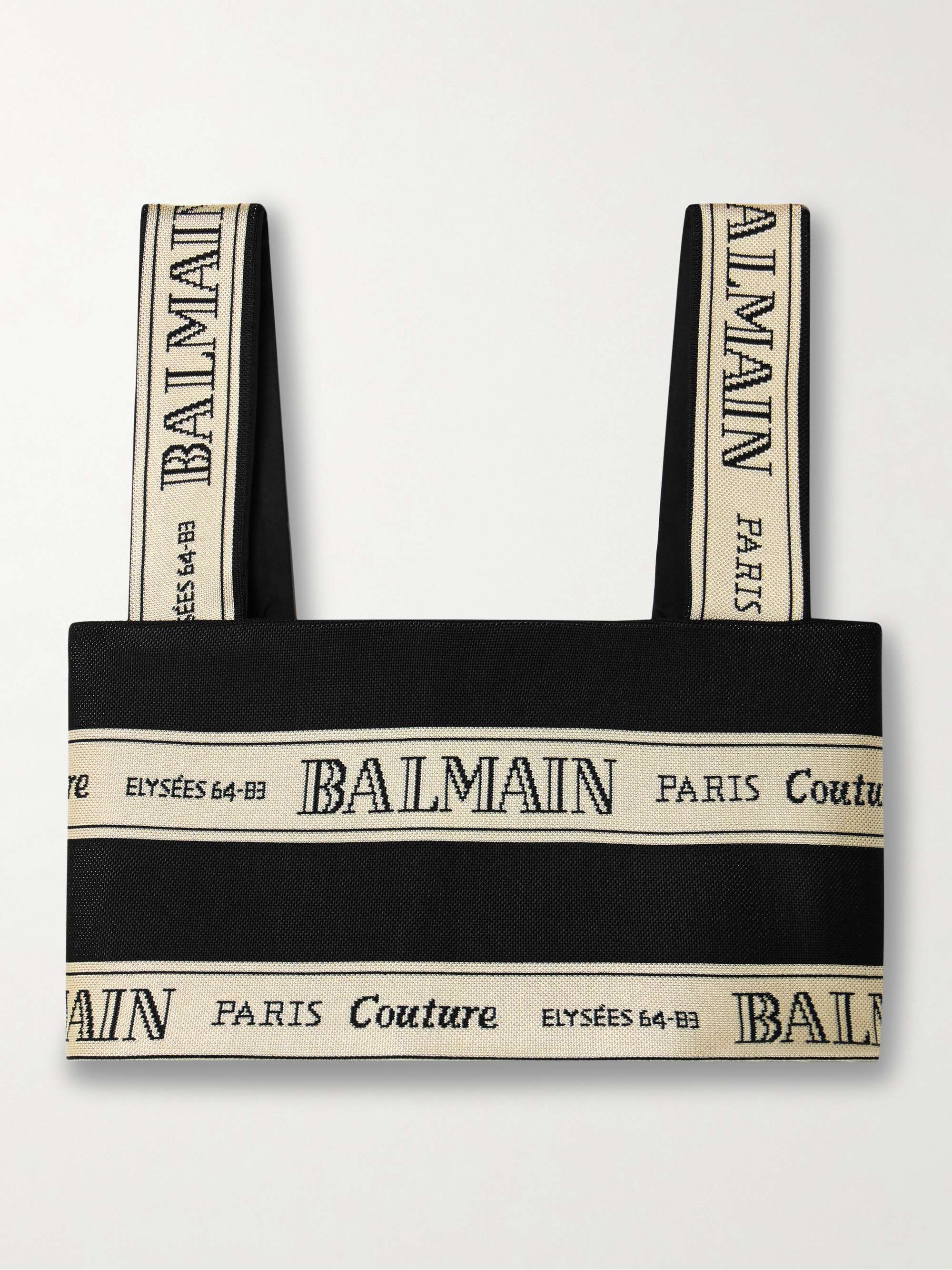 Cropped canvas-jacquard top view