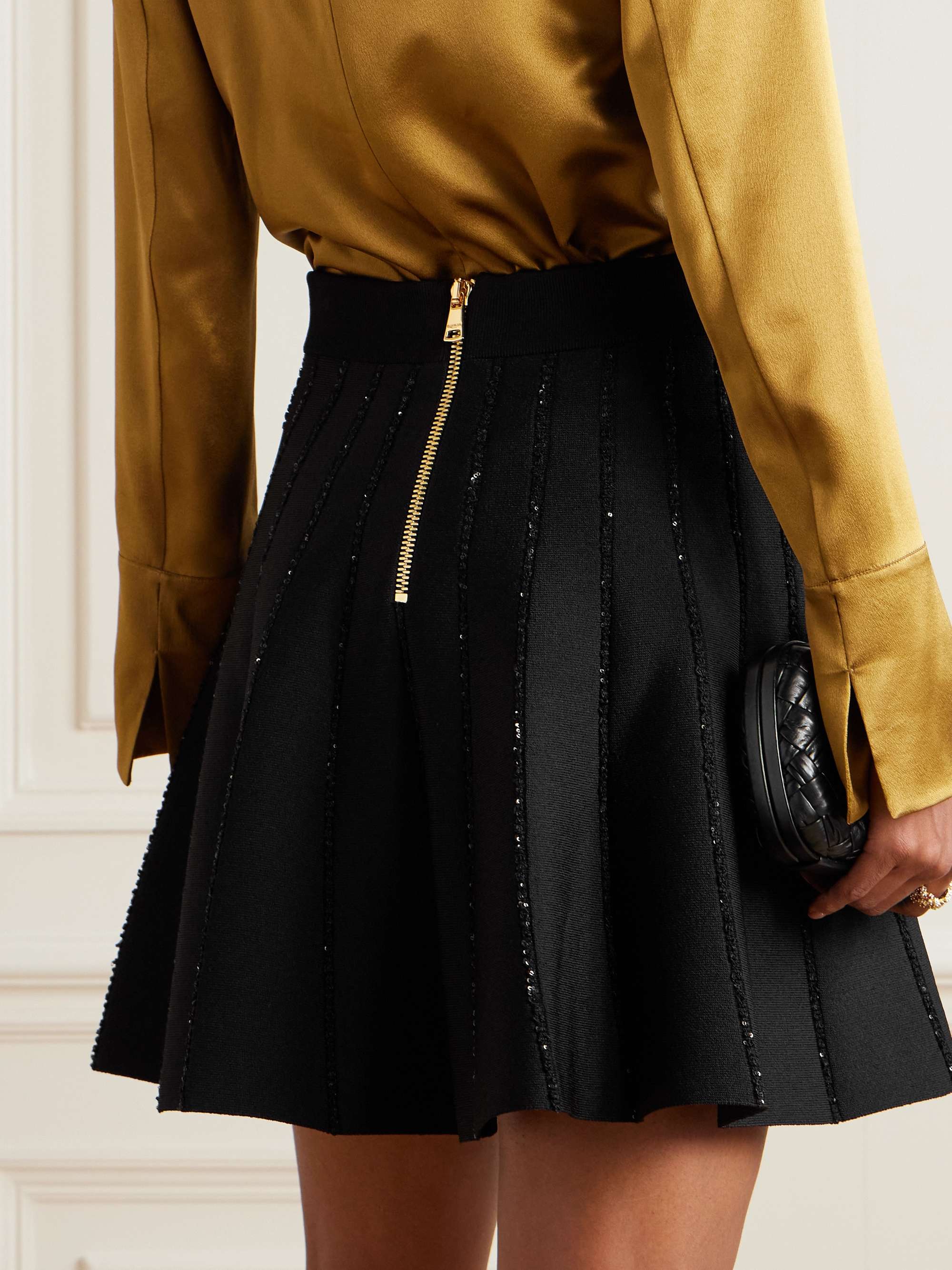 Sequin-embellished knitted mini skirt view