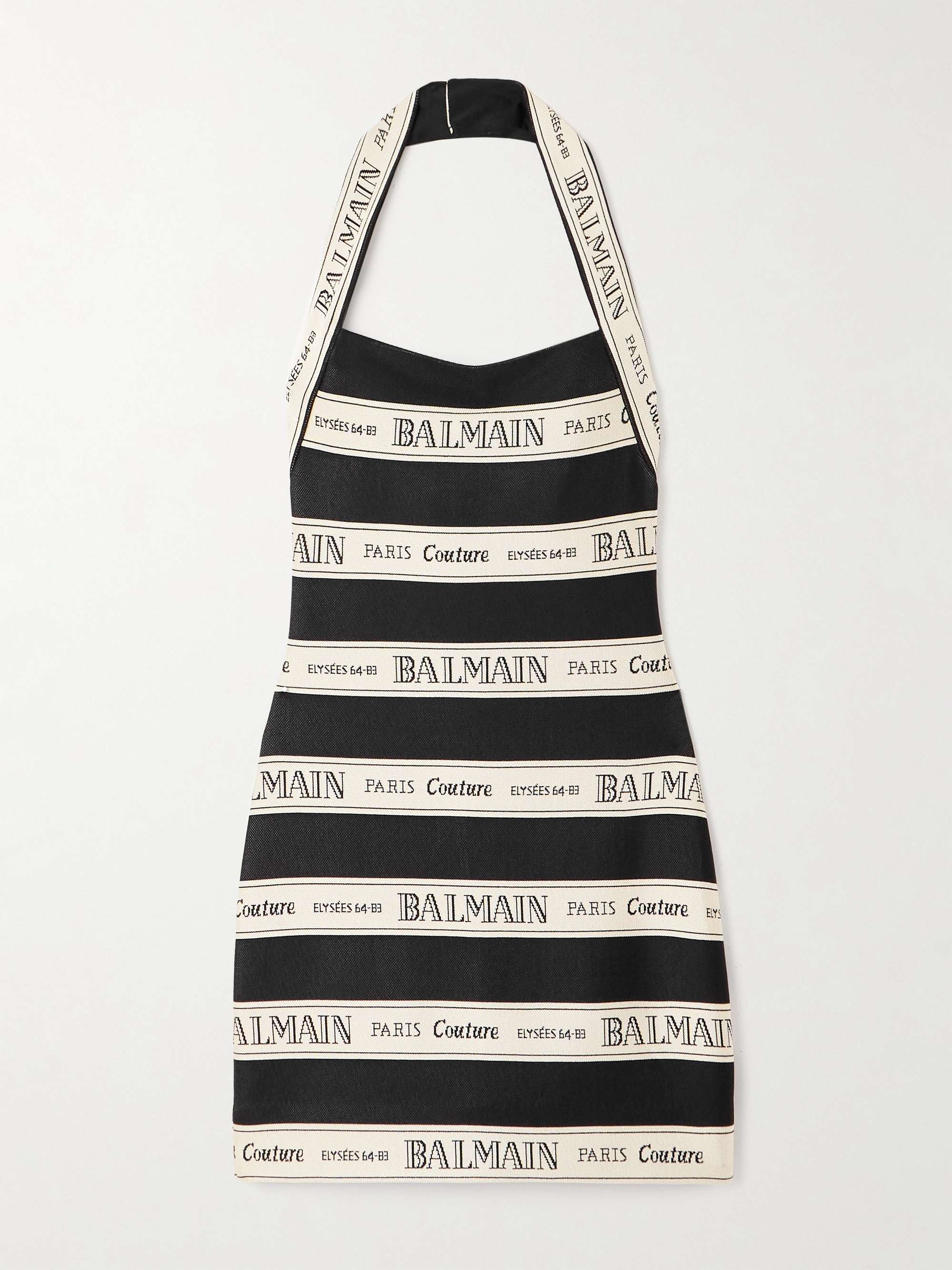 Striped jacquard-knit halterneck mini dress view