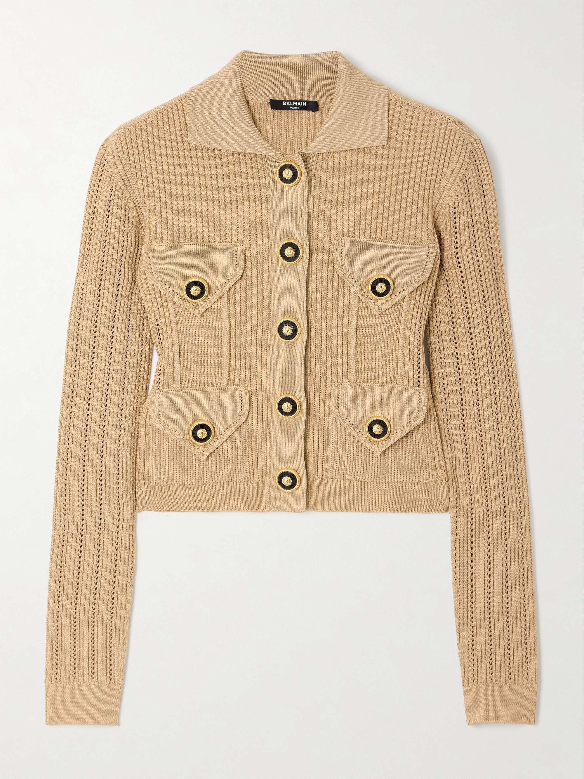 Ribbed pointelle-knit cardigan view