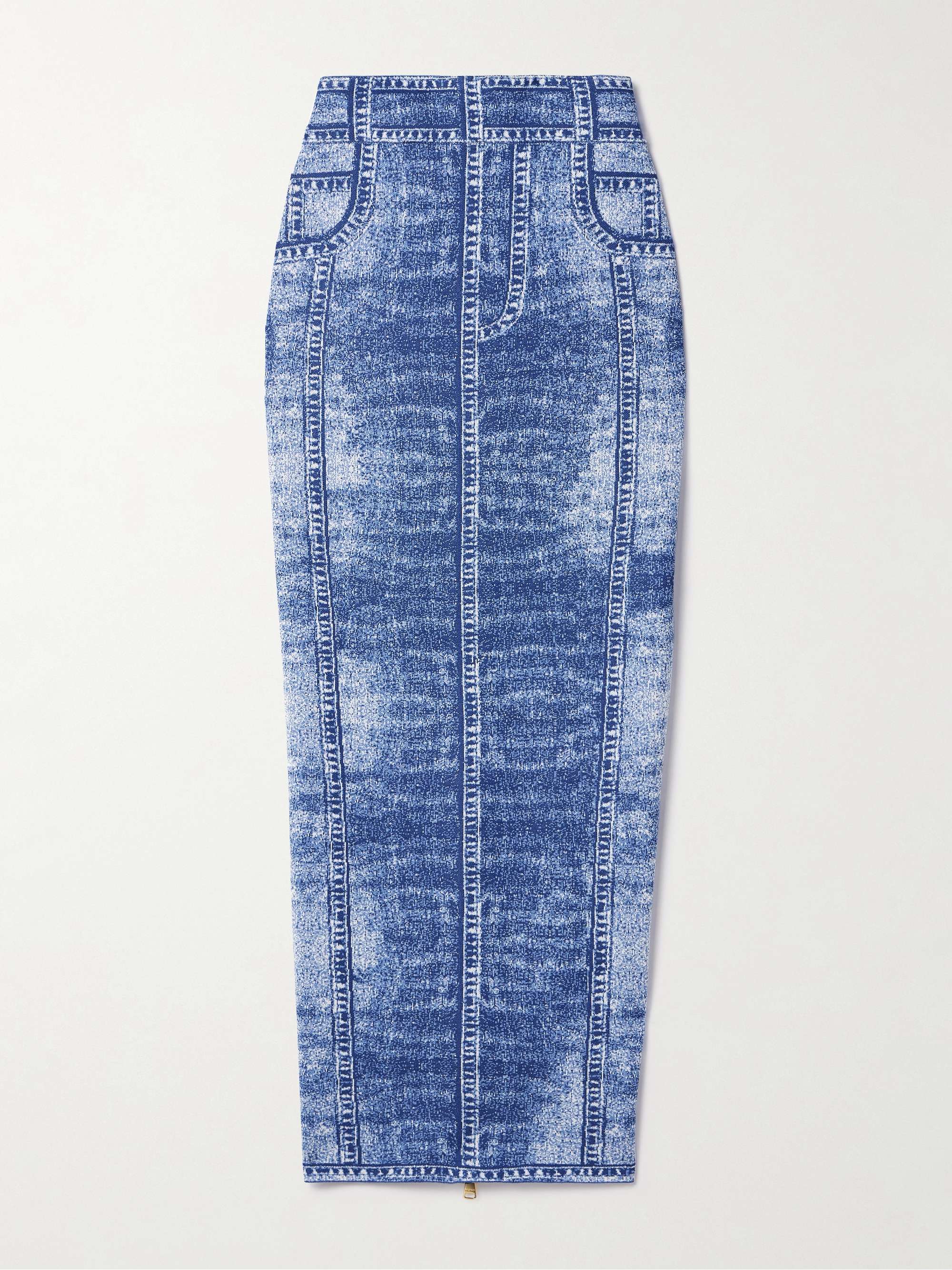 Trompe-l'œil printed knitted midi skirt view