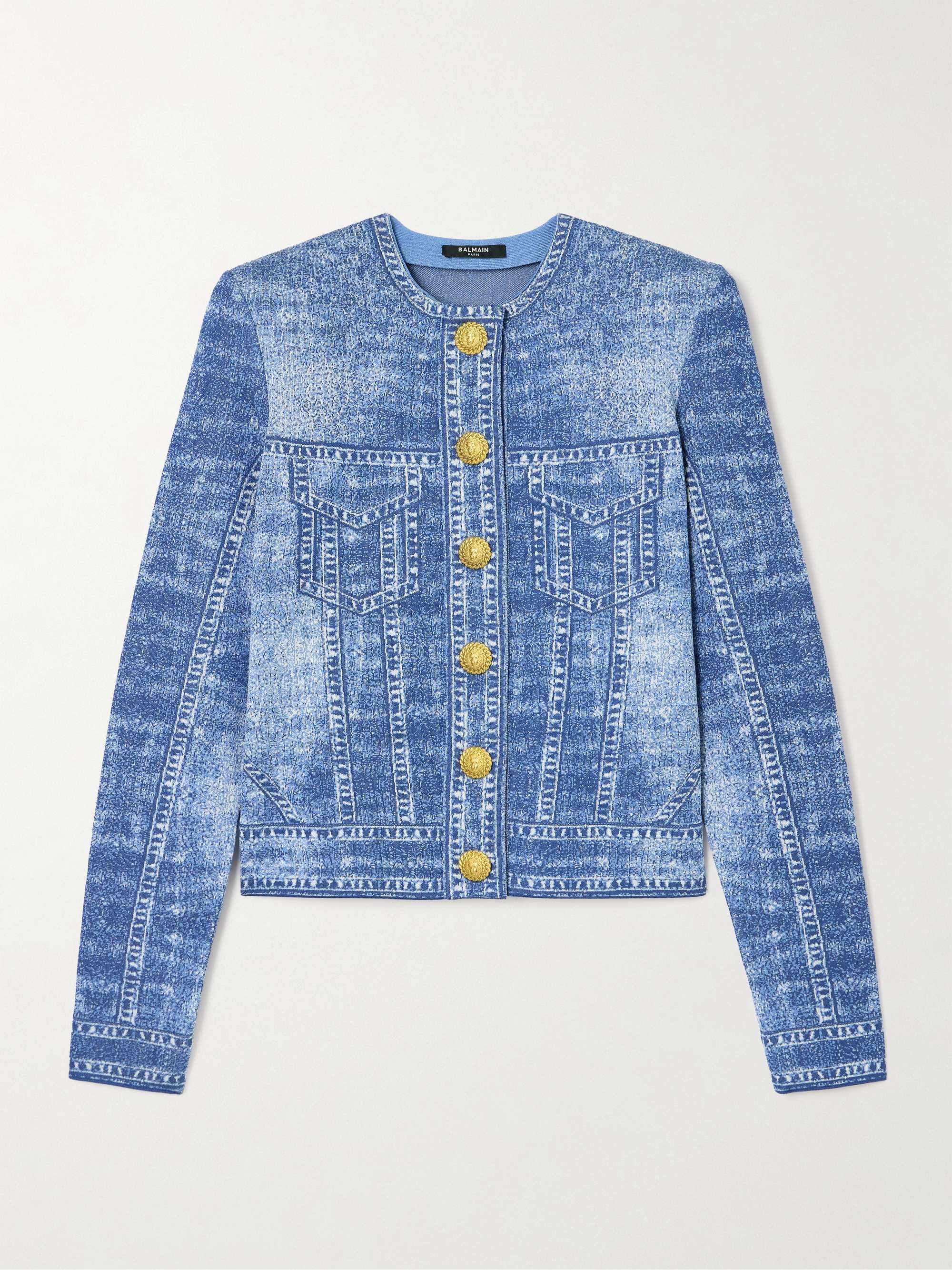 Trompe l'oeil jacquard-knit cardigan view