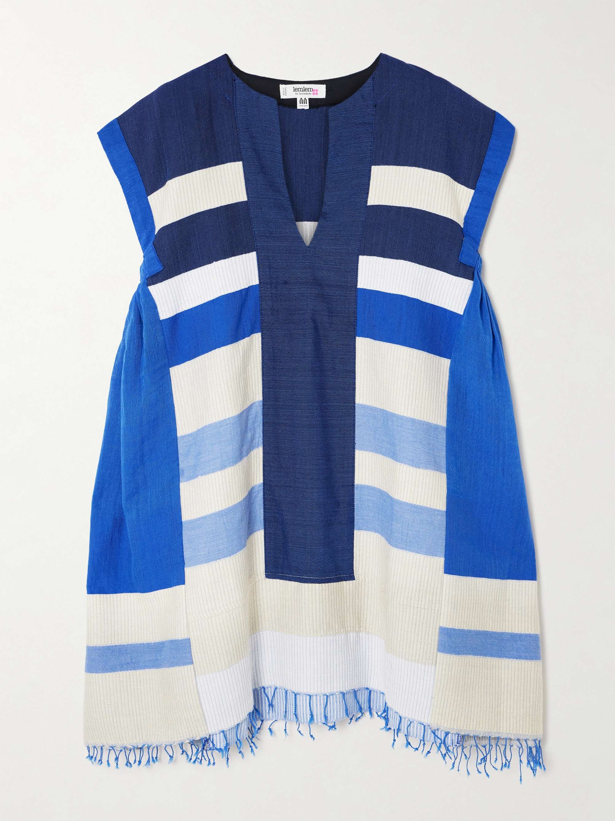 Elina fringed paneled striped cotton kaftan view