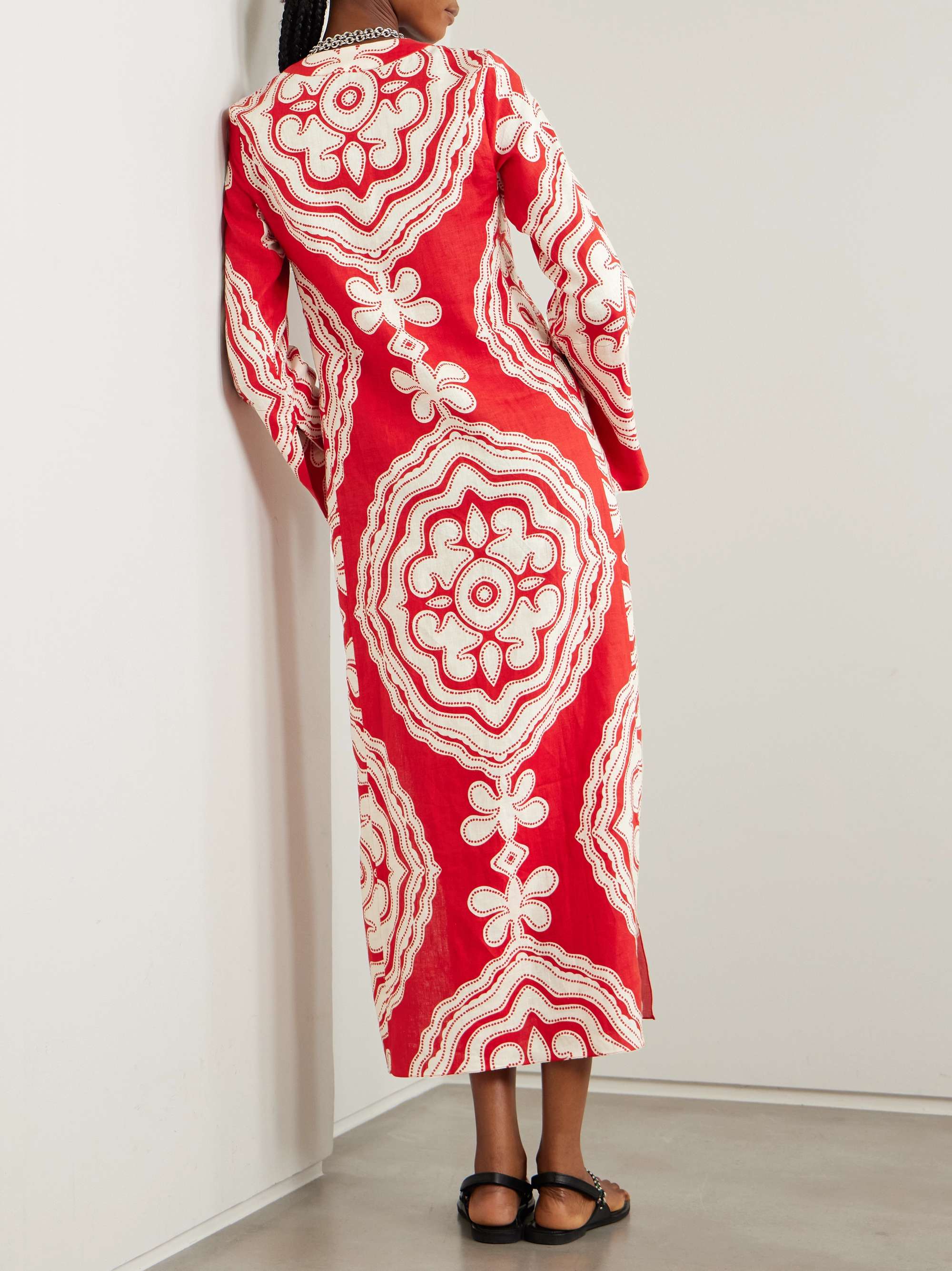 Theodora printed linen maxi dress view