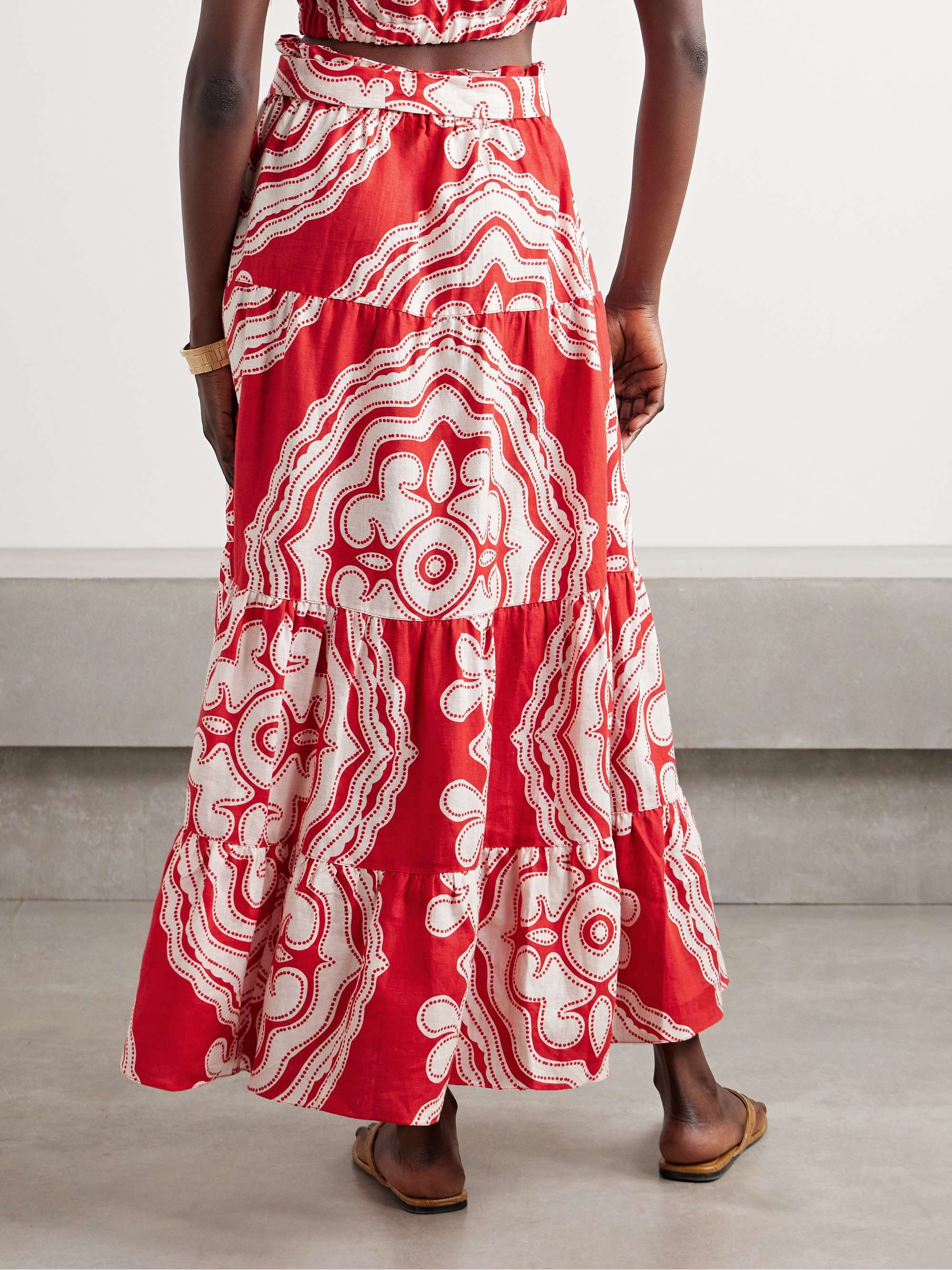 Sanaa belted printed linen maxi skirt view