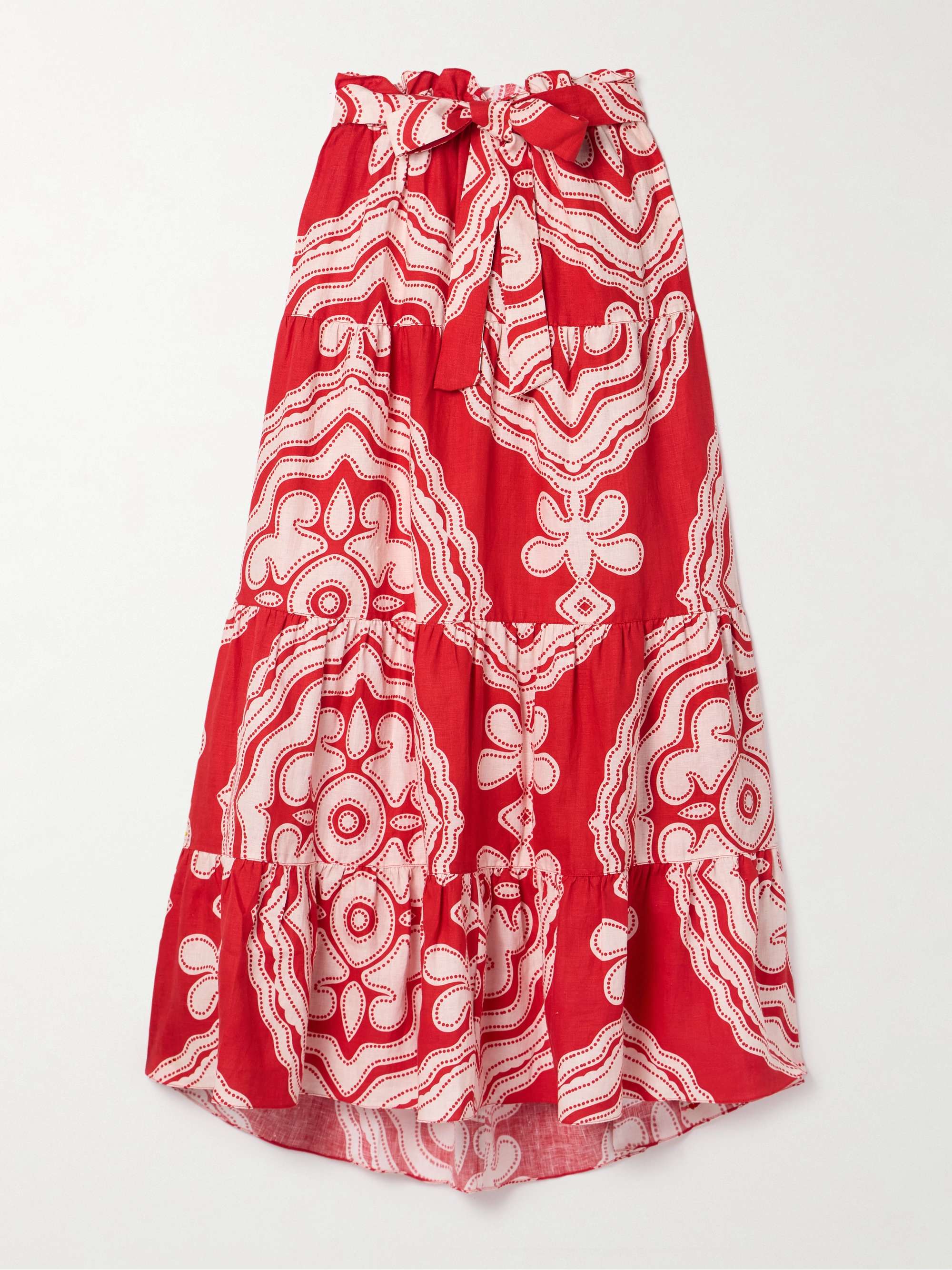 Sanaa belted printed linen maxi skirt view