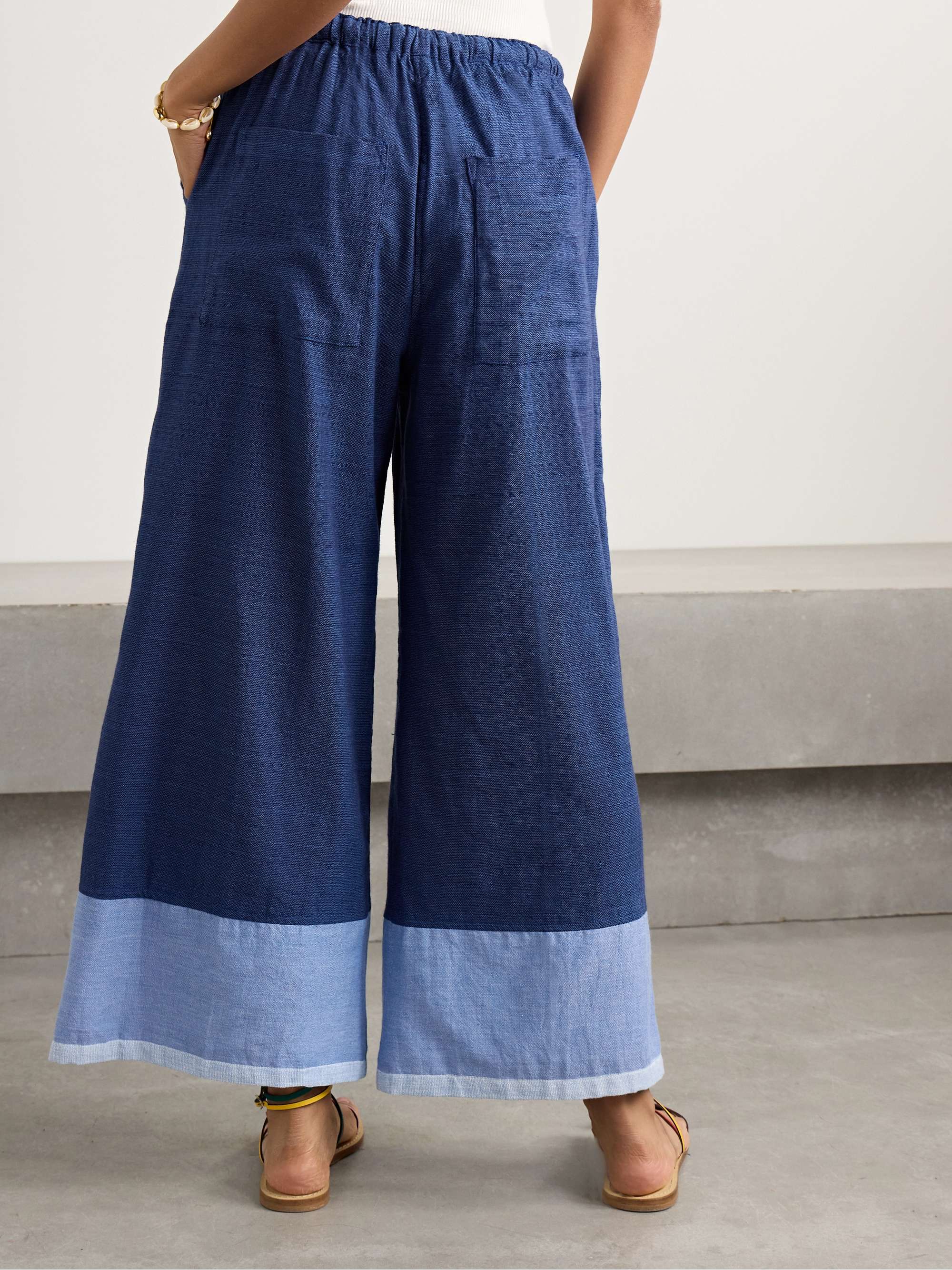 Desta color-block cotton wide-leg pants view