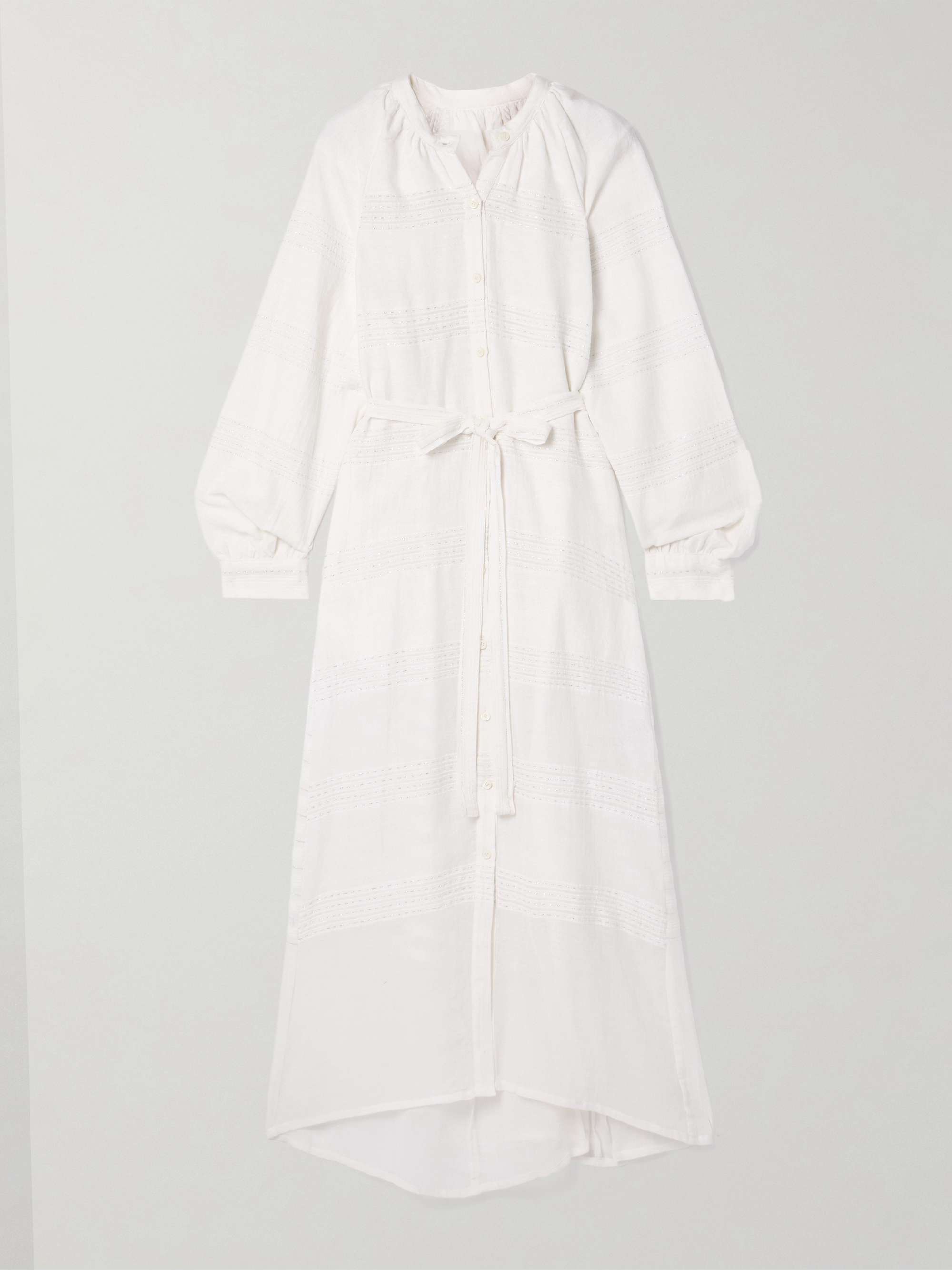 Makeda belted metallic striped cotton-gauze maxi dress view
