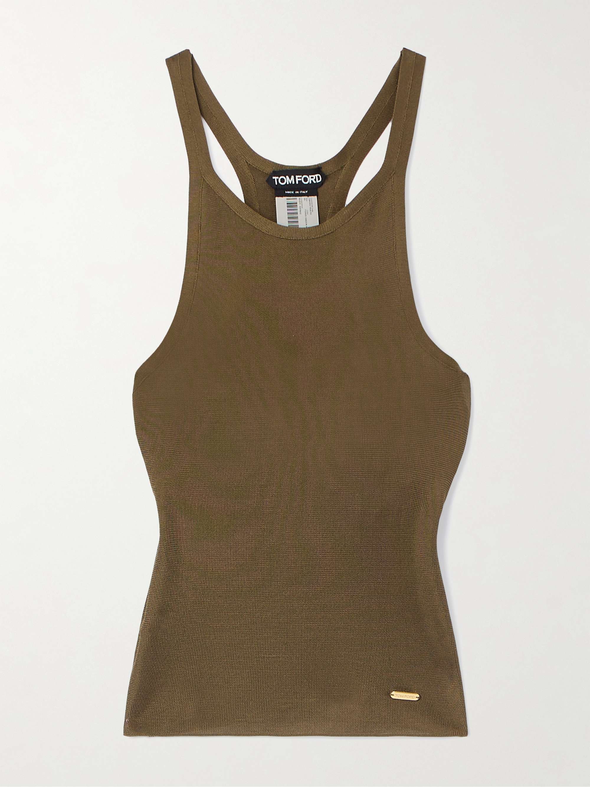 Knitted silk tank top view