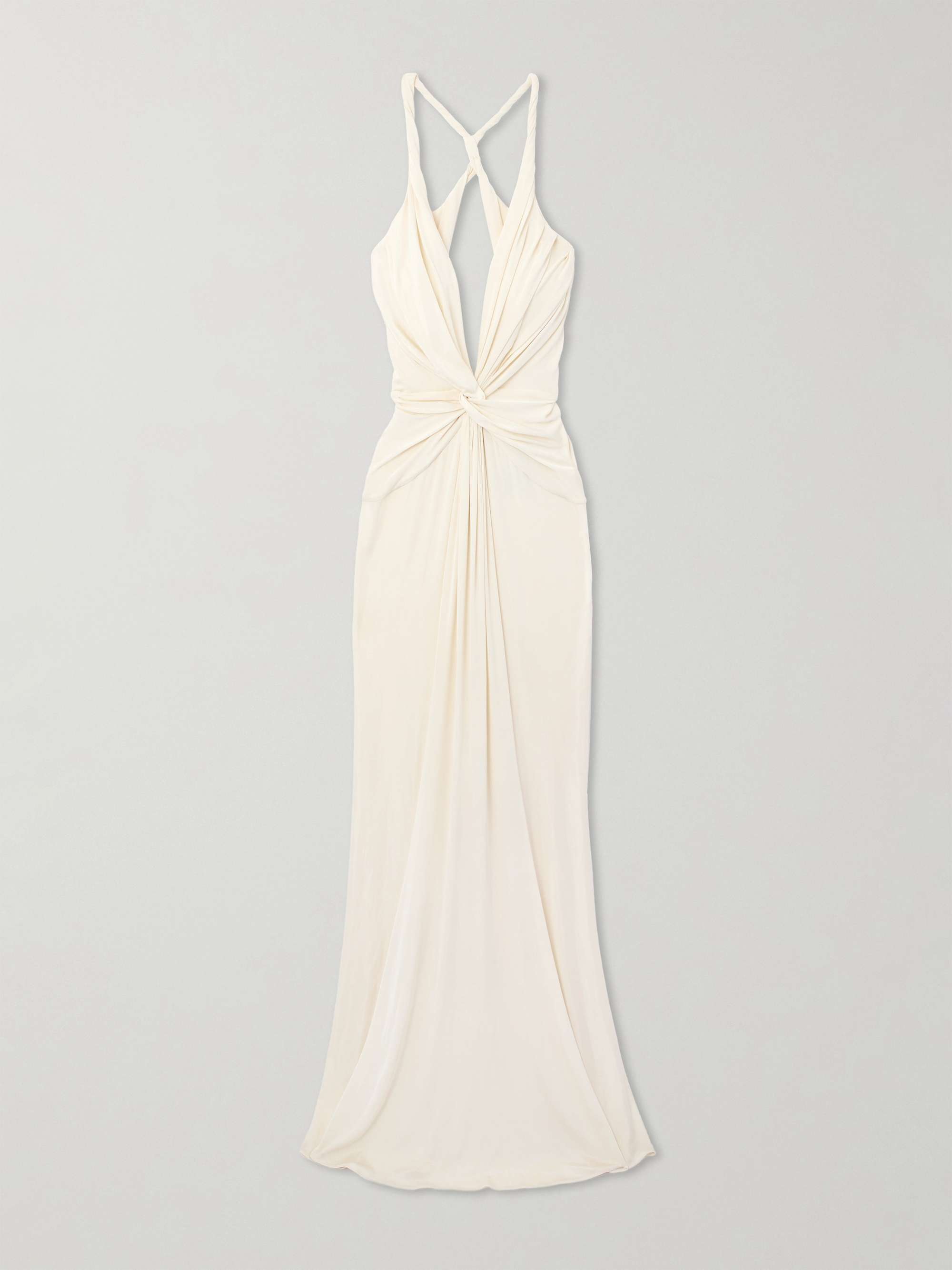 Open-back twist-front jersey gown view