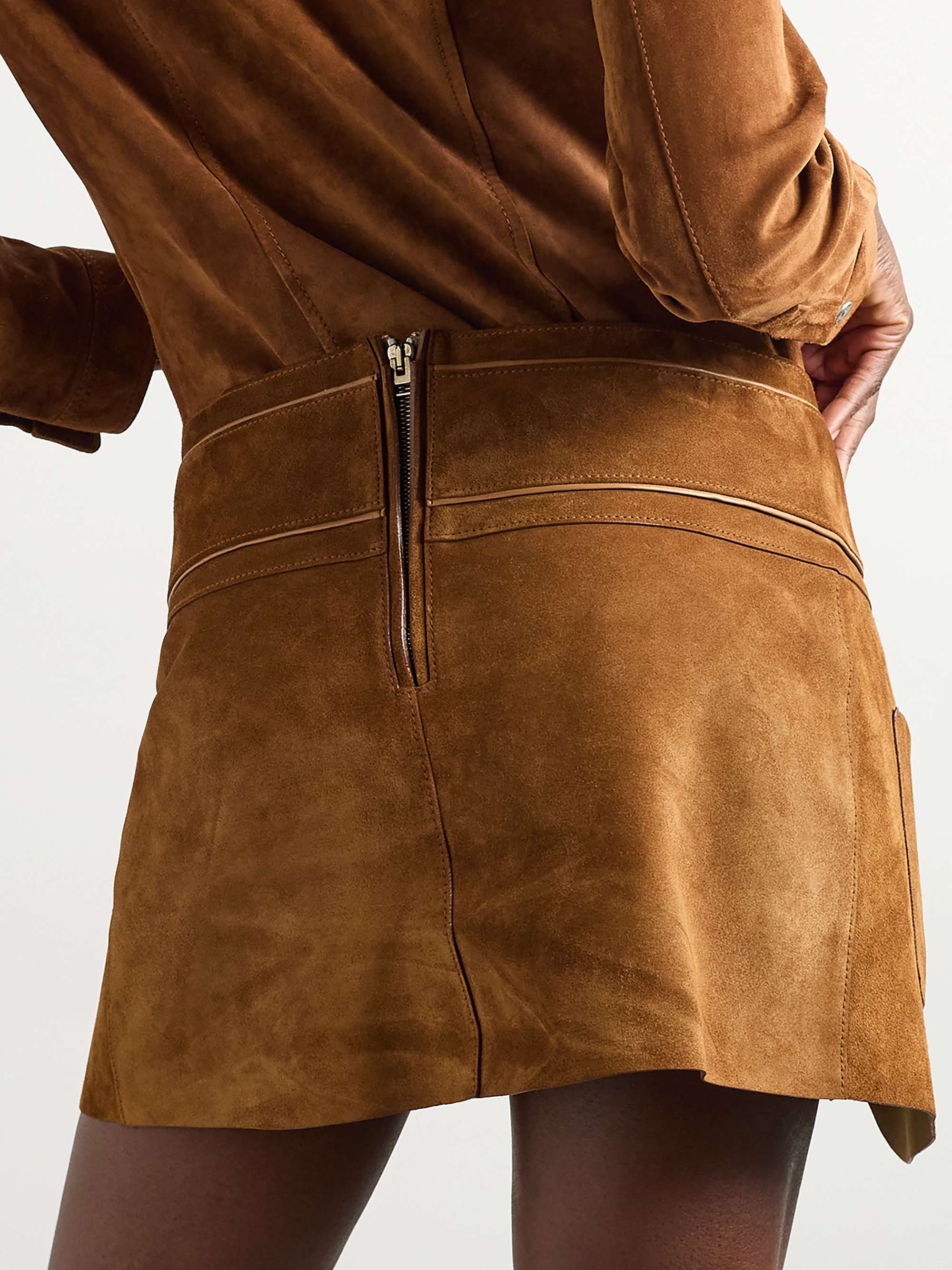 Belted layered suede mini skirt view