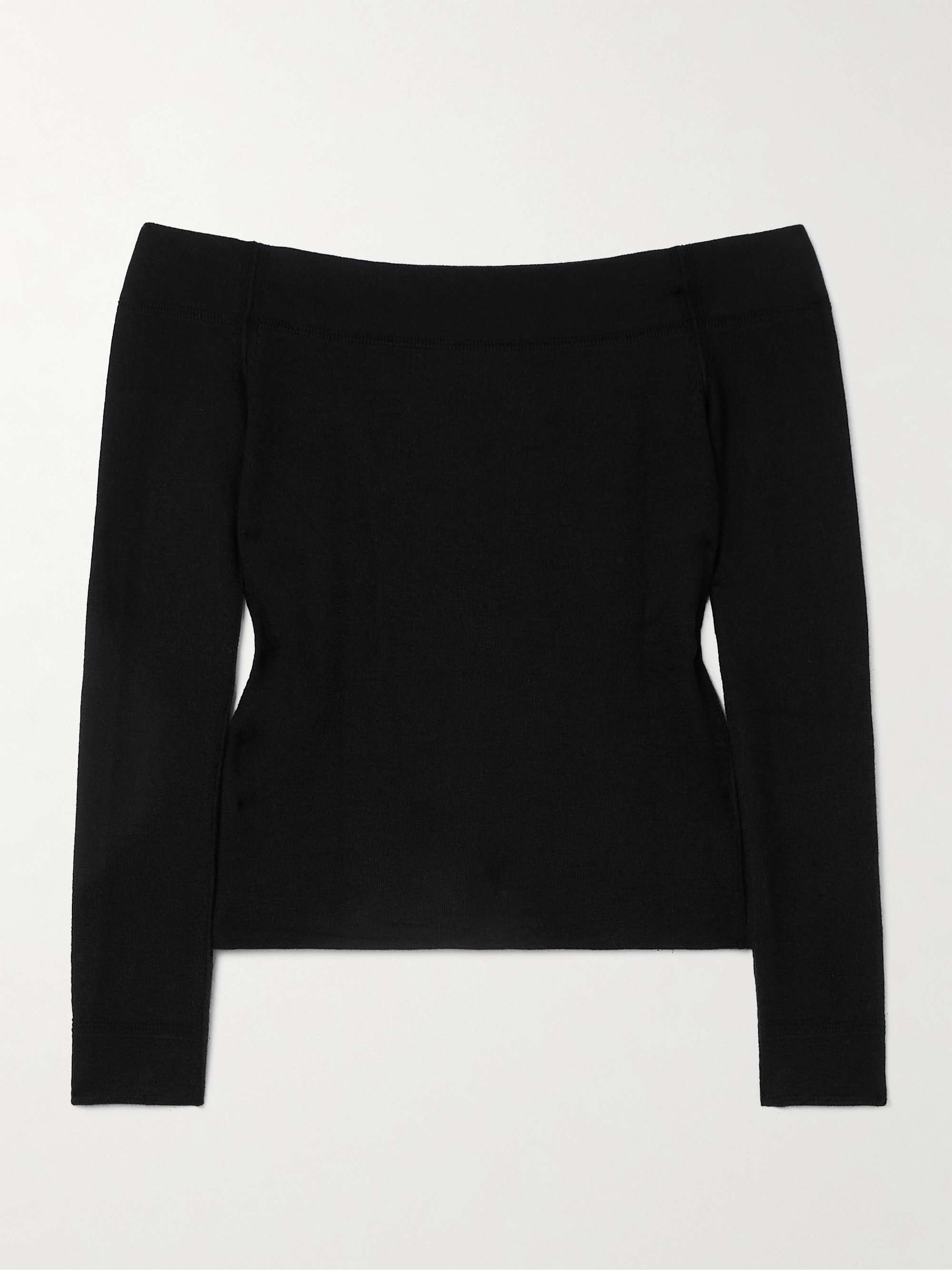 Off-the-shoulder cashmere and silk-blend top view