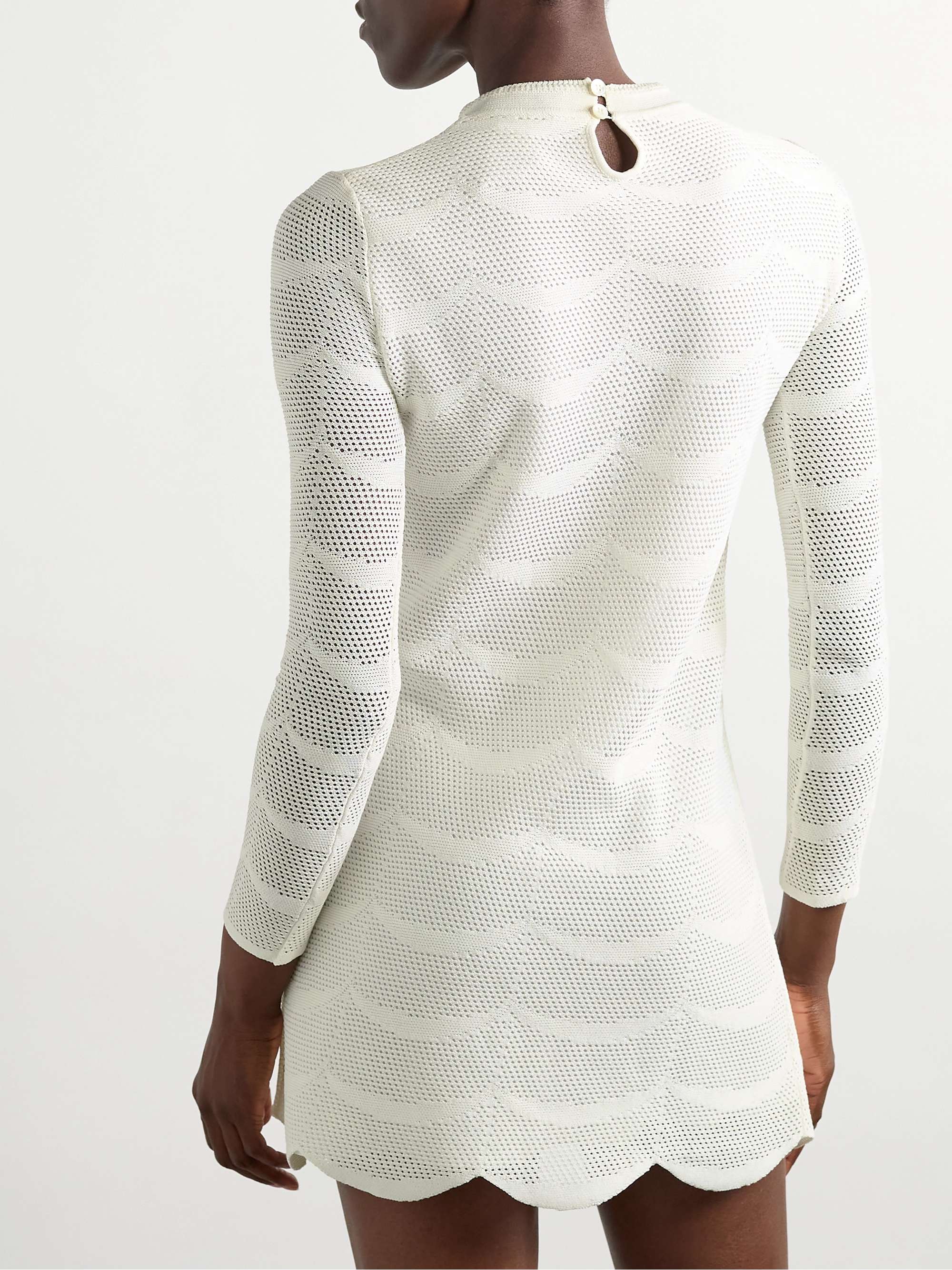 Pointelle-knit cotton and silk-blend mini dress view