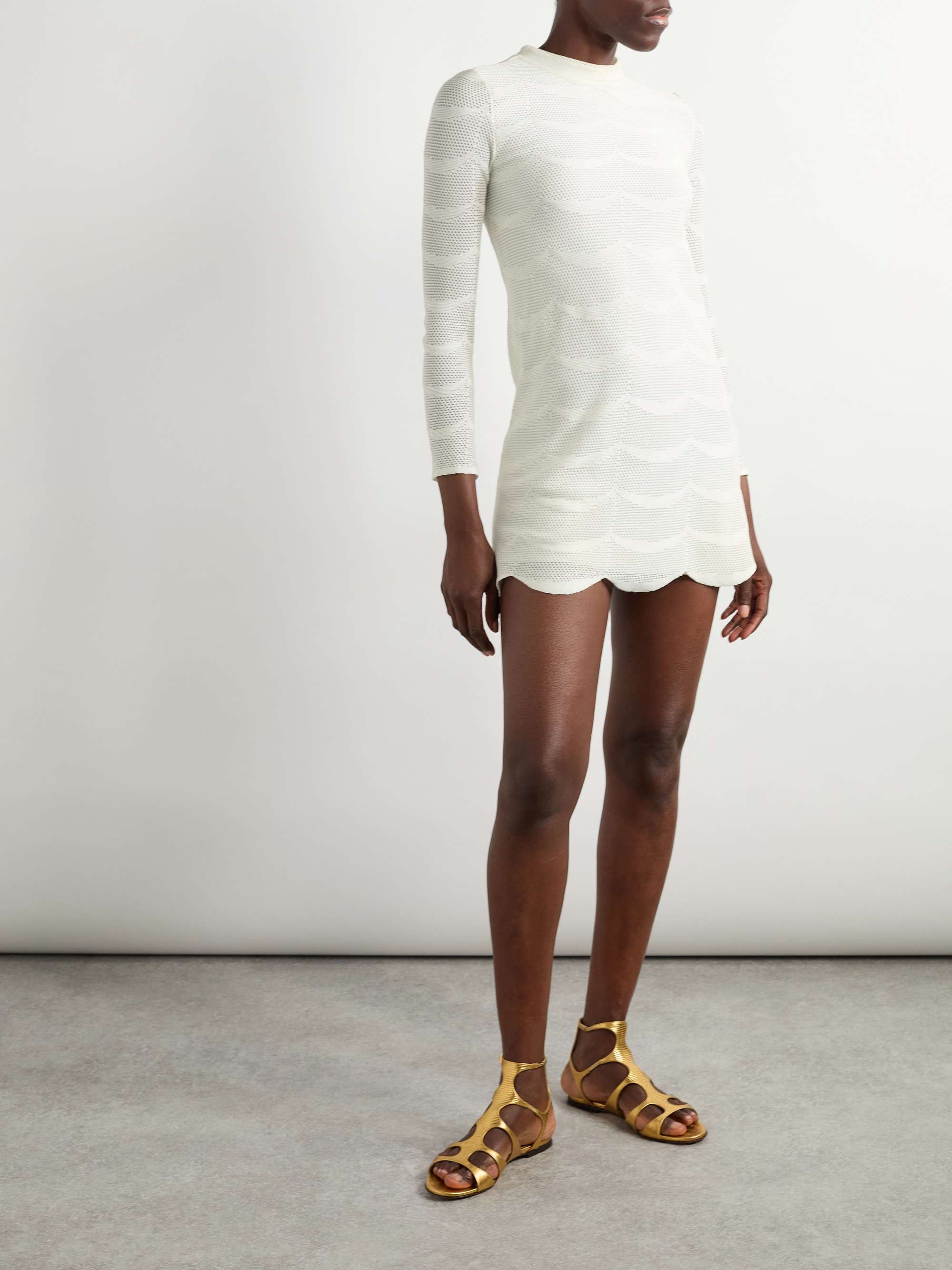 Pointelle-knit cotton and silk-blend mini dress view