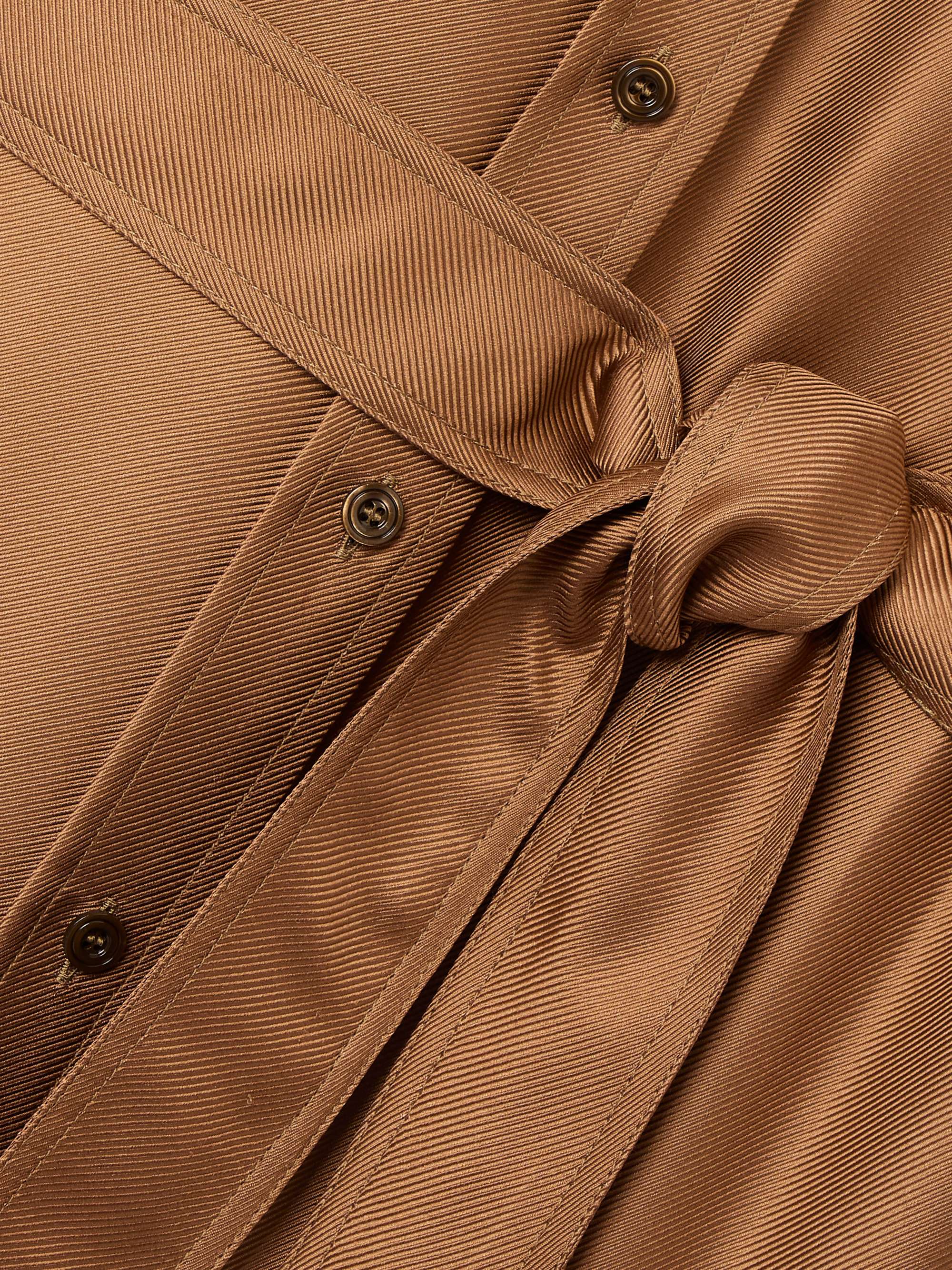 Belted silk-twill maxi shirt dress view
