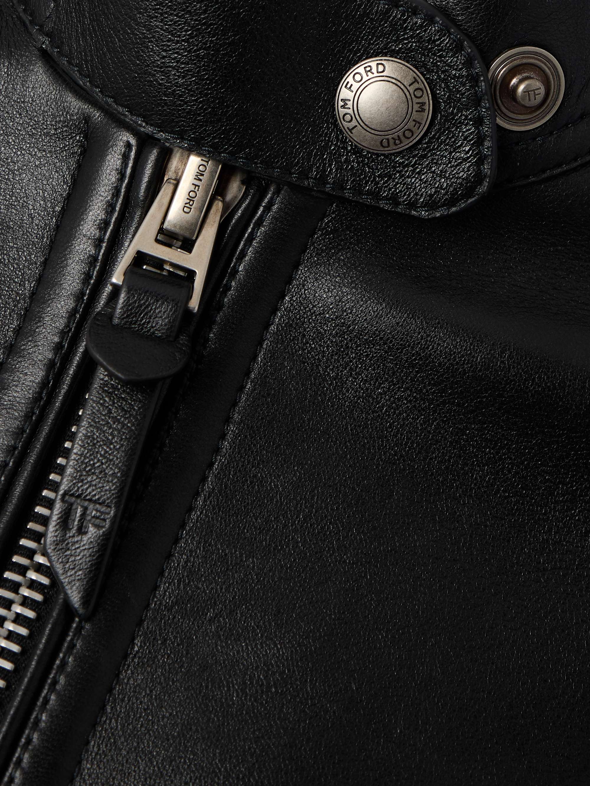 Cropped leather biker jacket view
