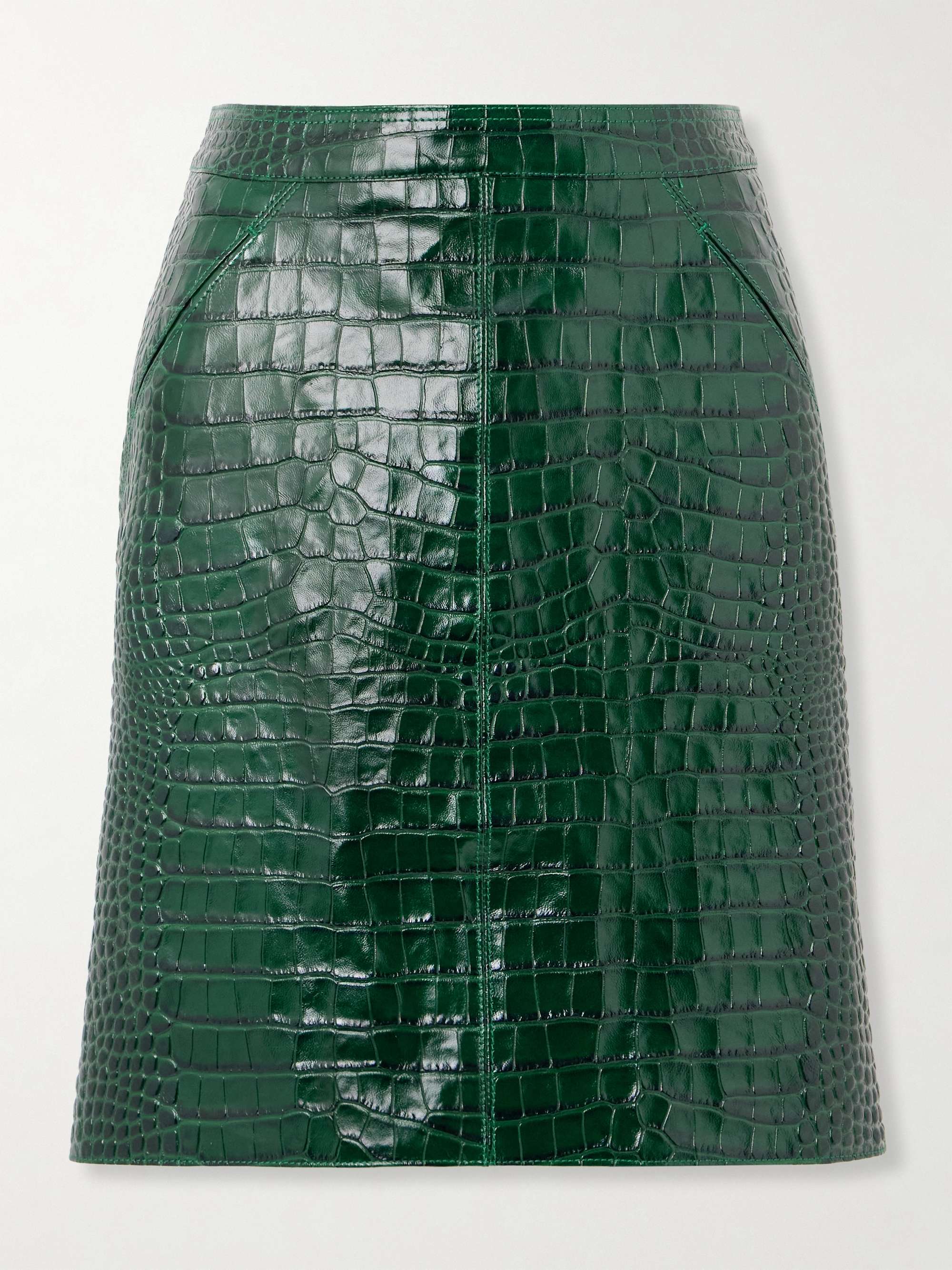 Croc-effect leather skirt view