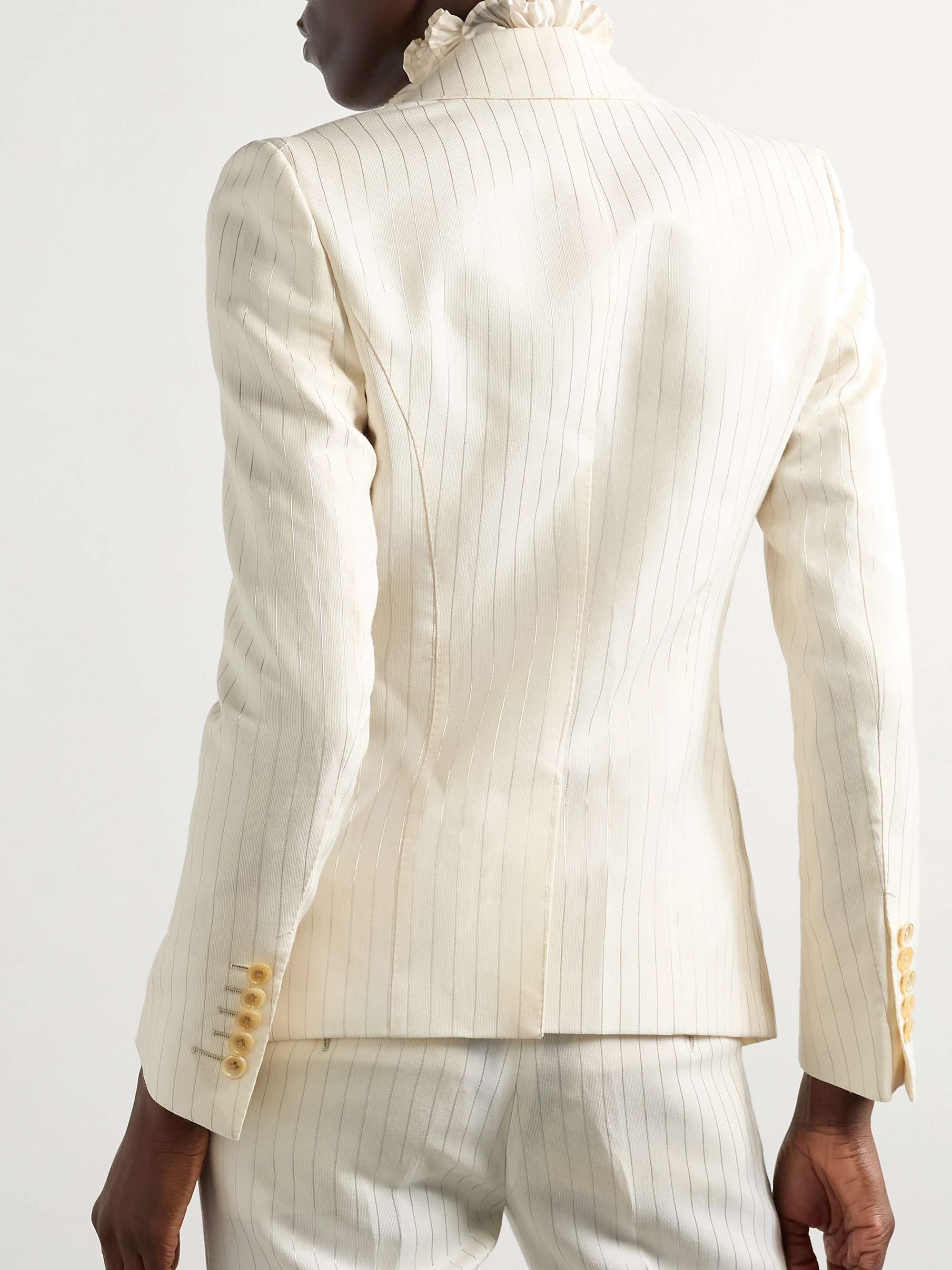 Striped wool-blend blazer view