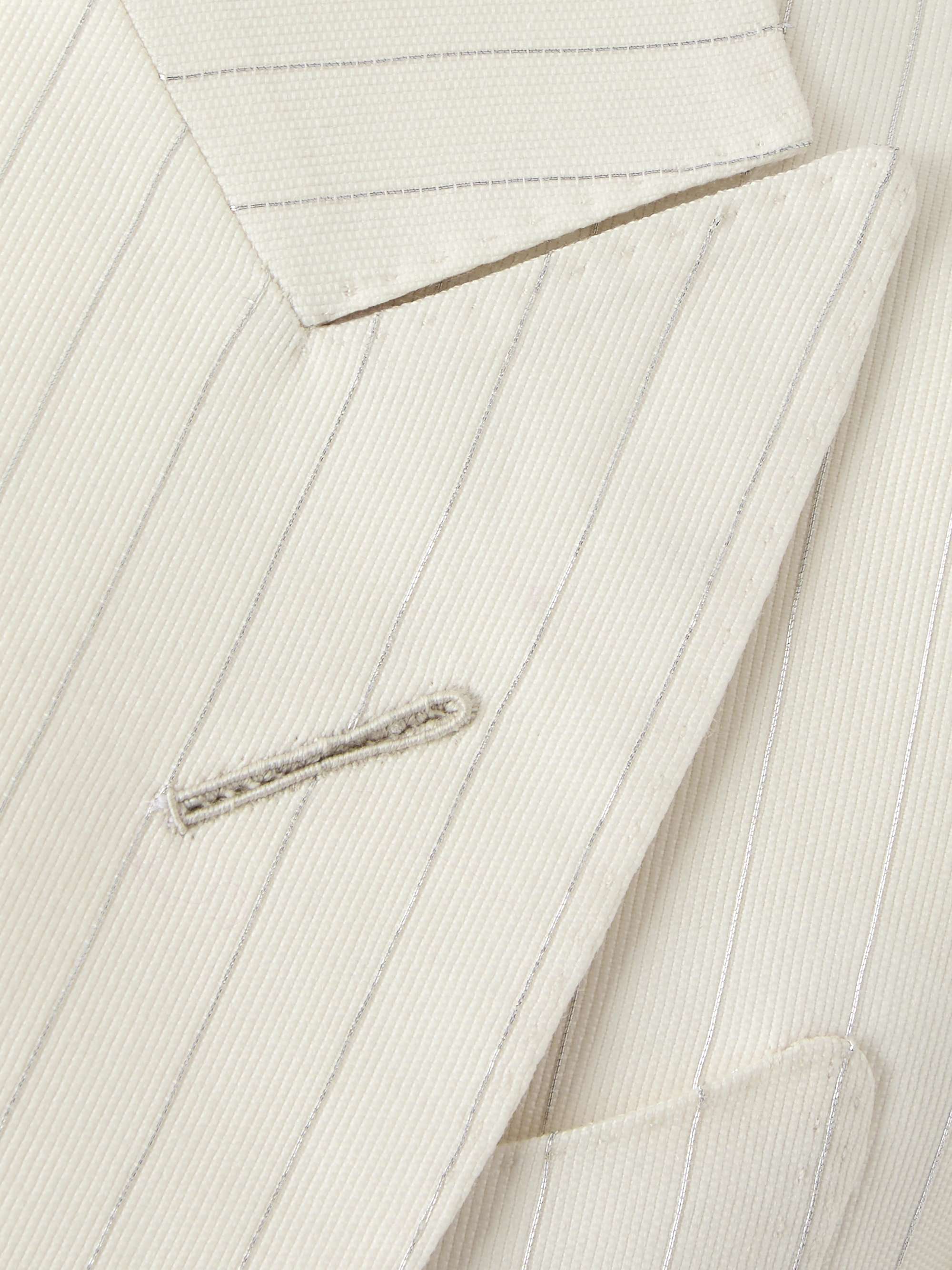 Striped wool-blend blazer view