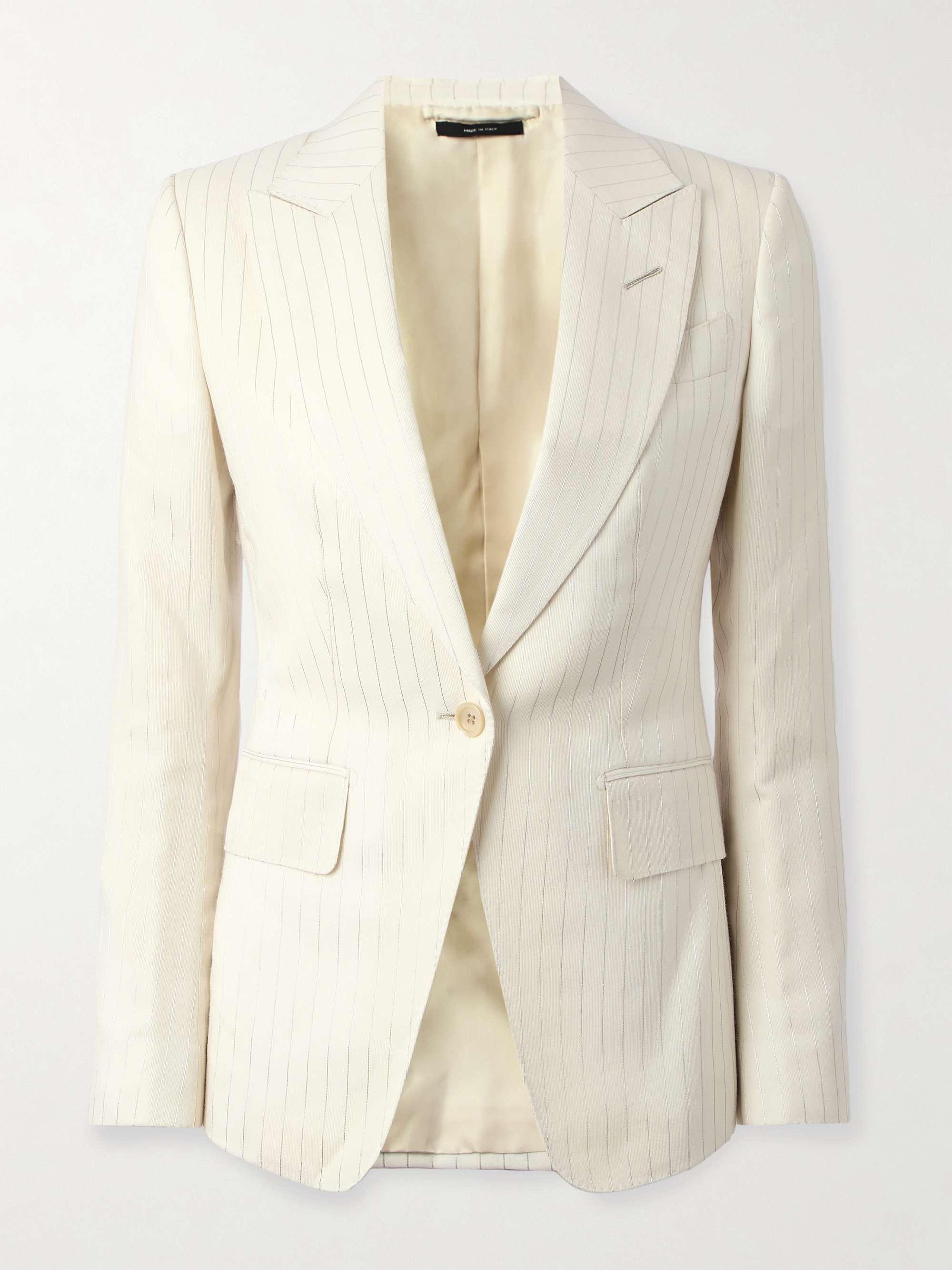Striped wool-blend blazer view