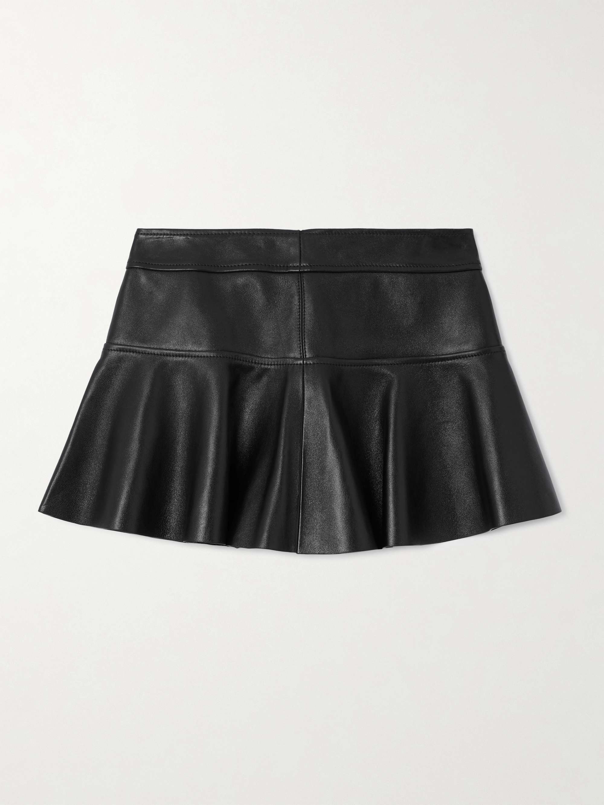 Ruffled leather mini skirt view