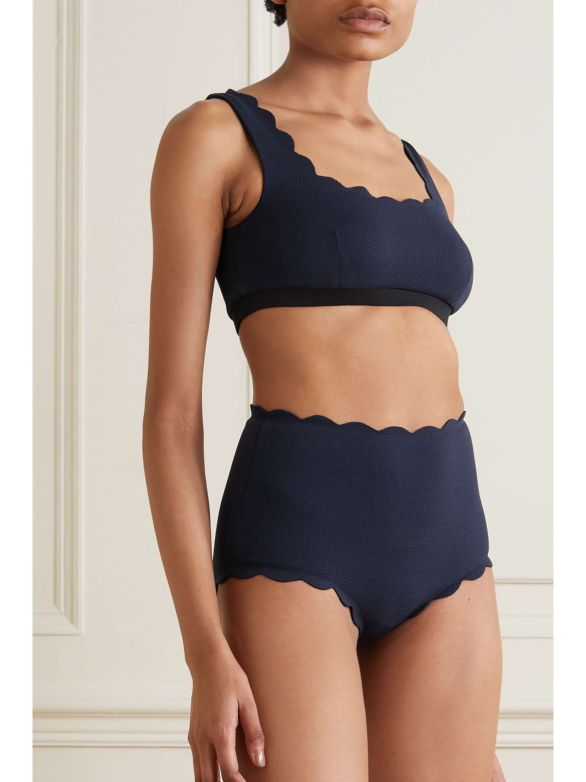 Santa Monica scalloped recycled-seersucker bikini briefs view