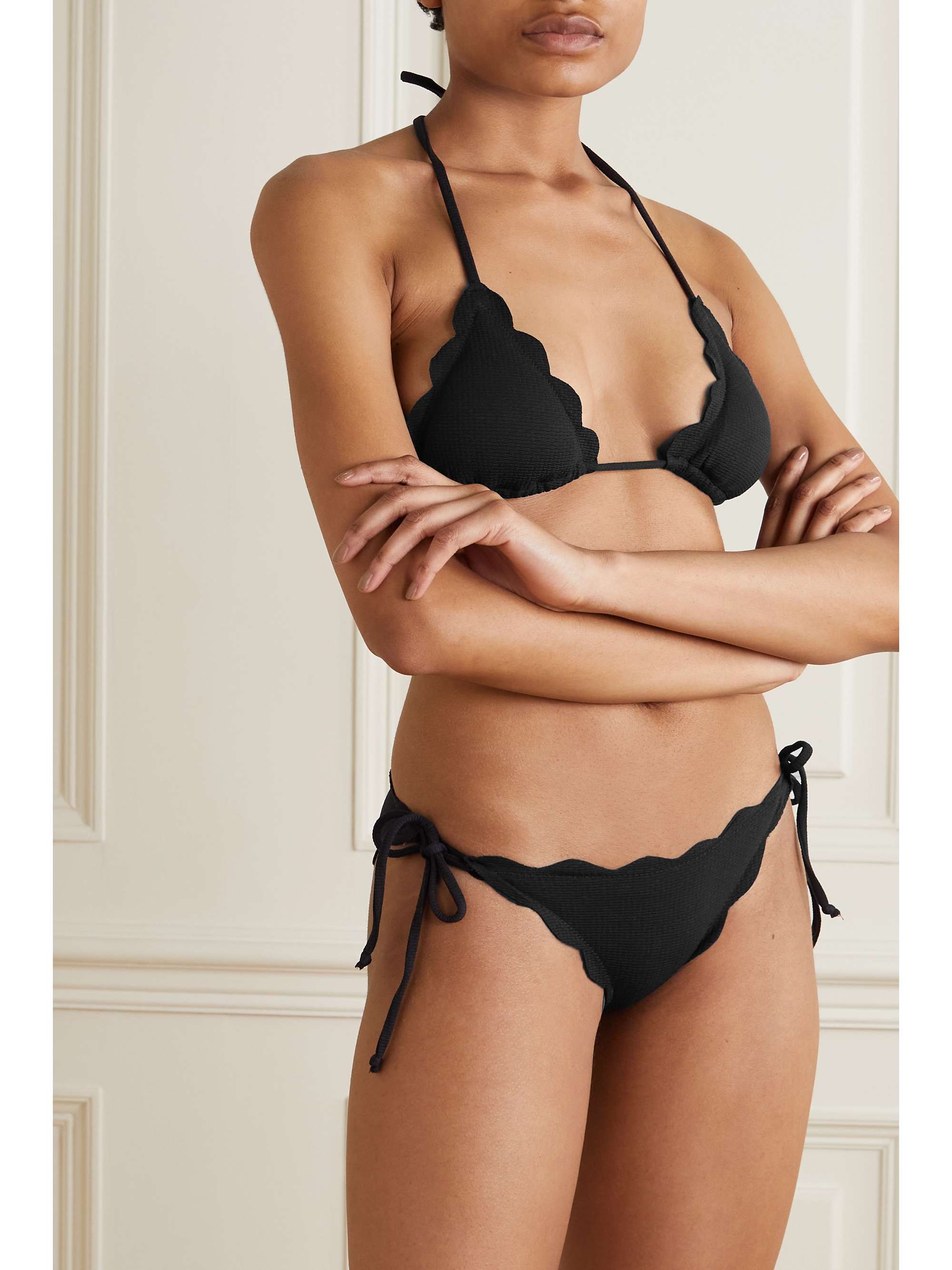 Mott scalloped recycled-seersucker bikini briefs view