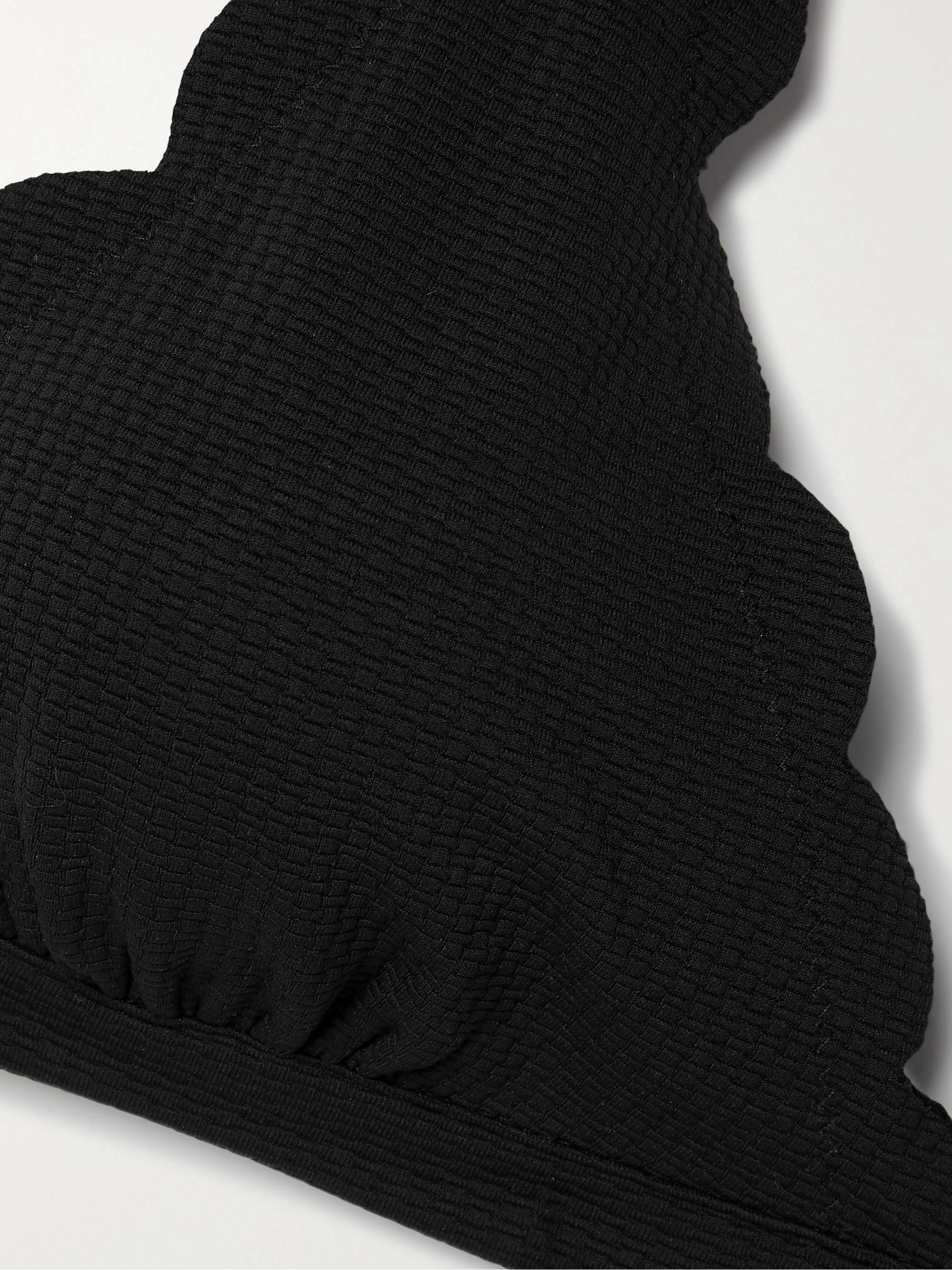 Spring scalloped recycled-crepe halterneck bikini top view