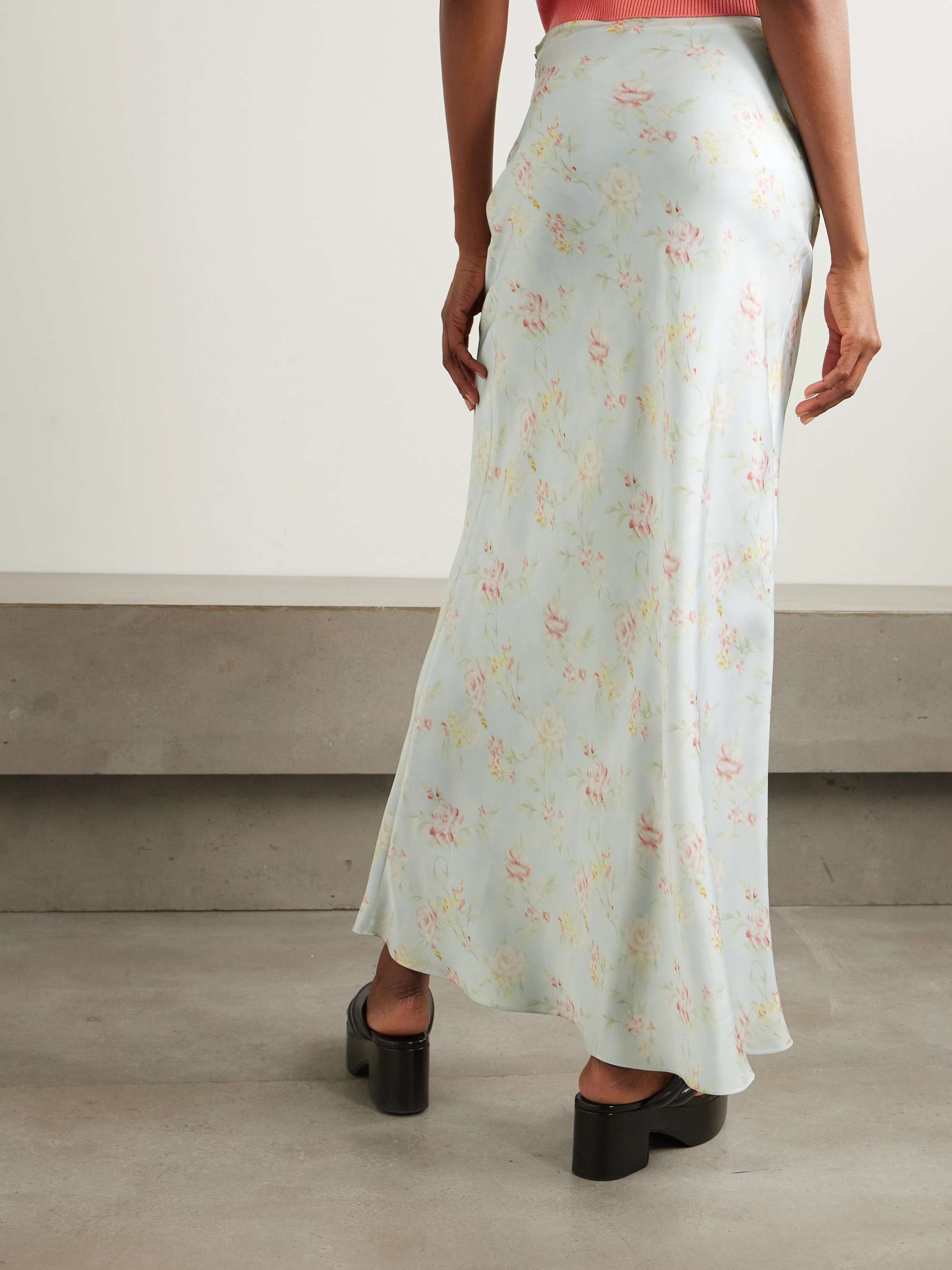 Floral-print satin maxi skirt view
