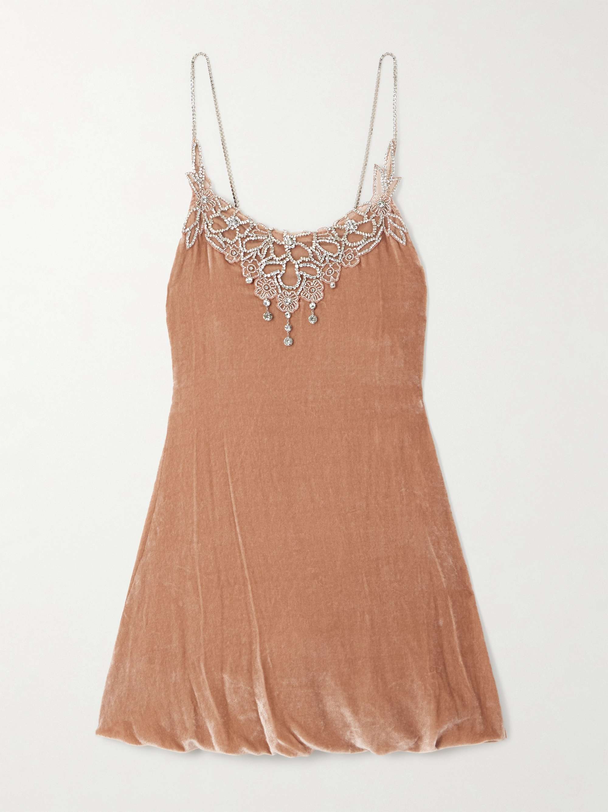Embellished velvet mini dress view