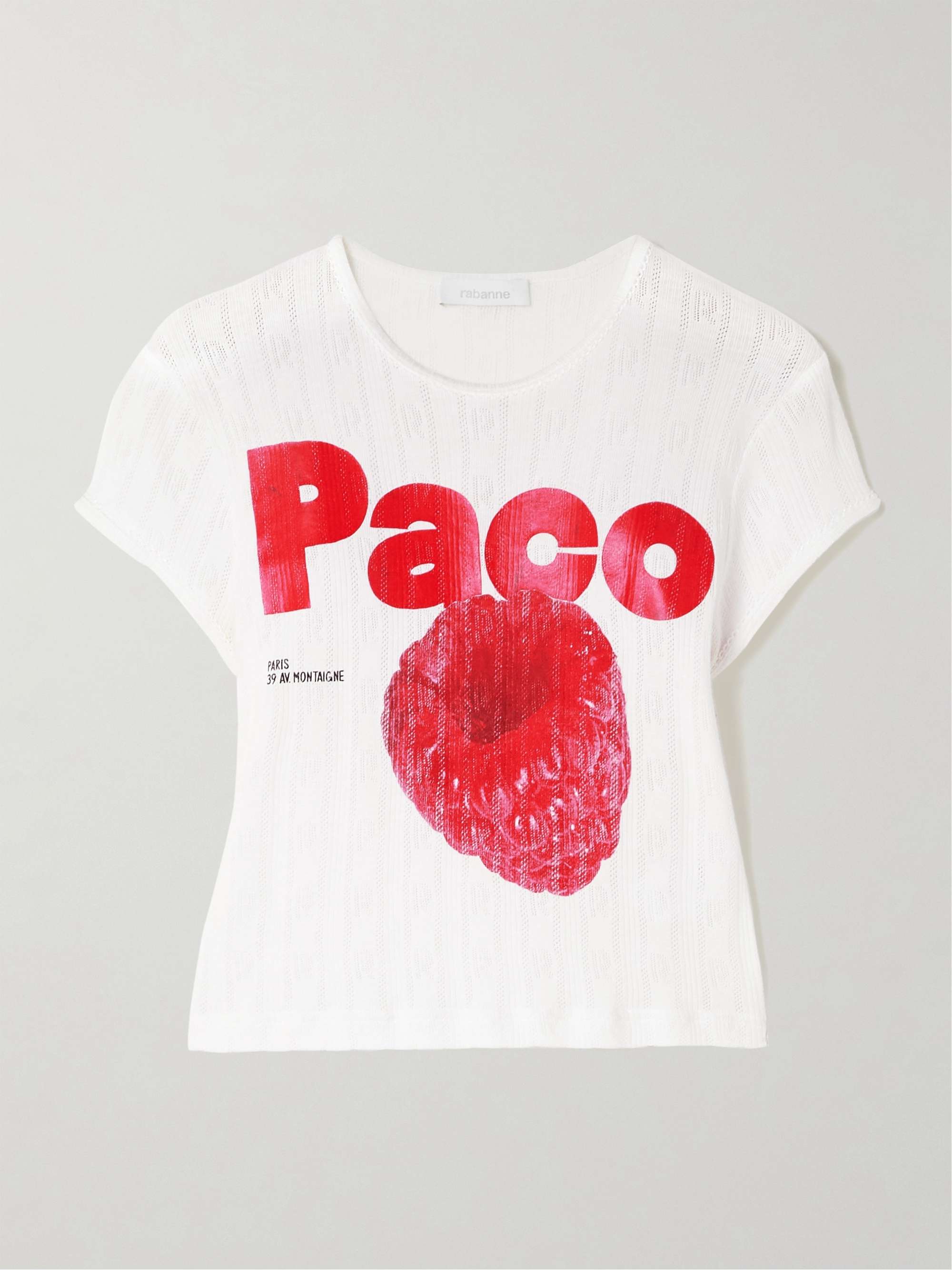 Cropped printed pointelle-knit cotton T-shirt view