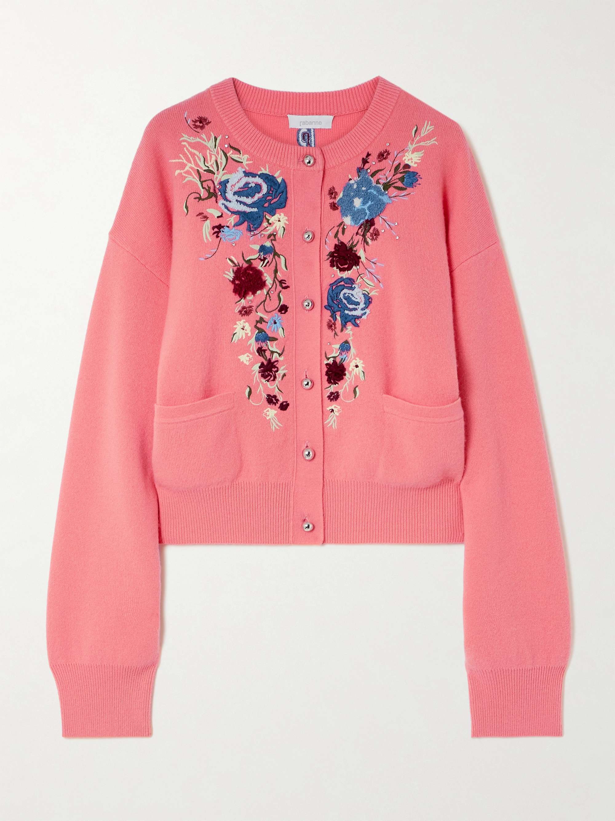 Embroidered crystal-embellished wool and cashmere-blend cardigan view