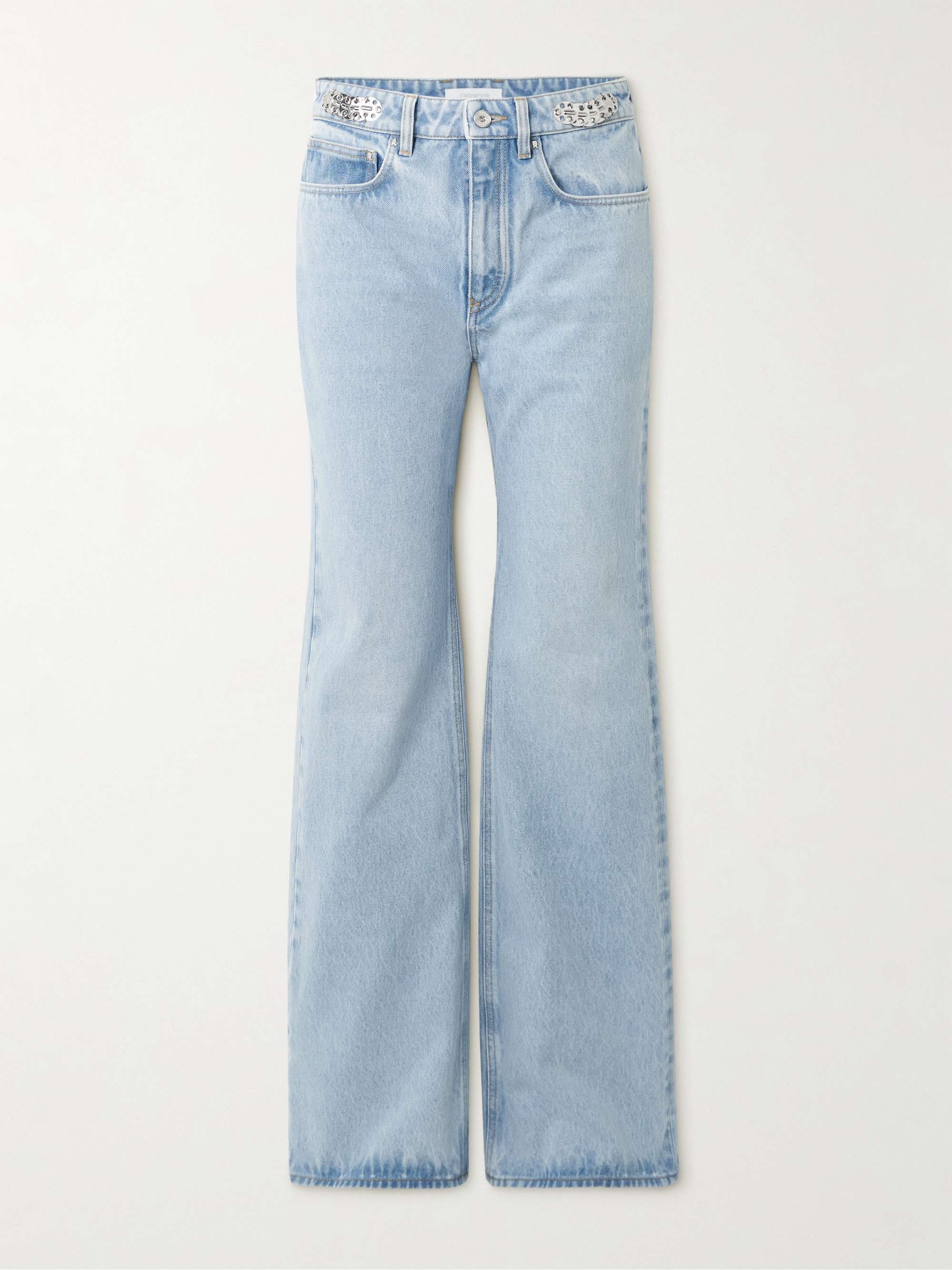 Embellished high-rise wide-leg jeans view