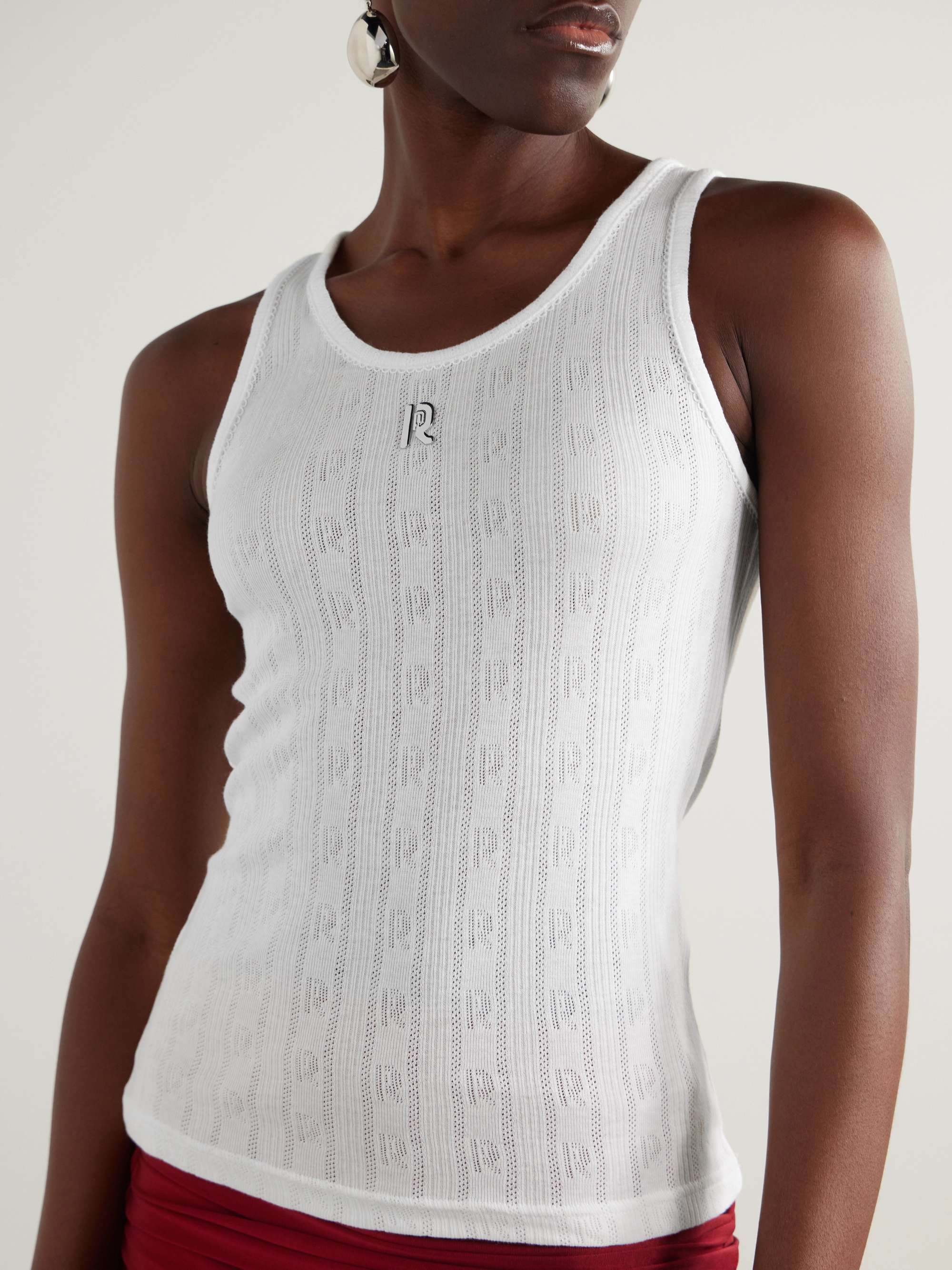 Pointelle-knit cotton tank view