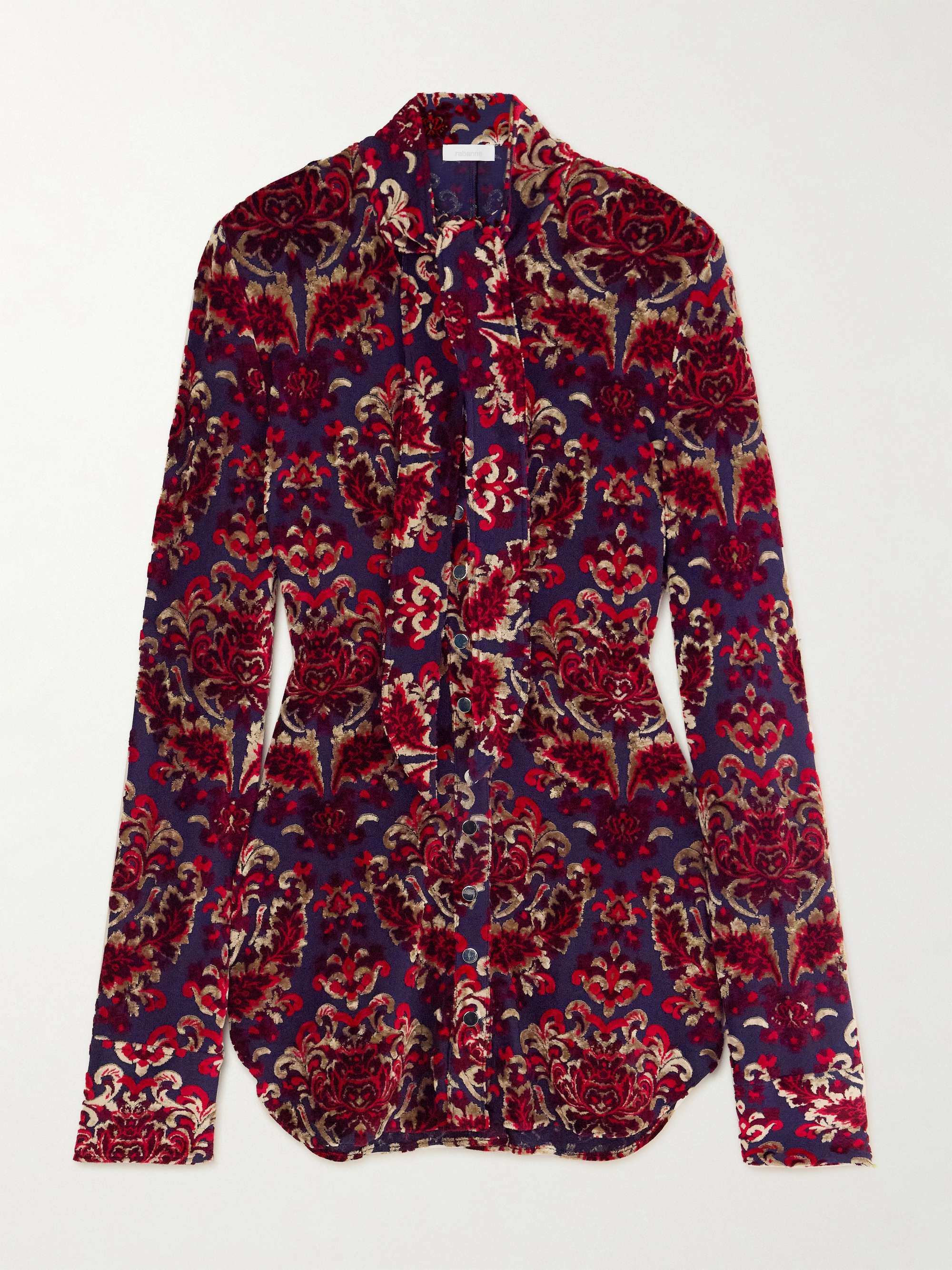 Tie-detailed devoré-velvet blouse view