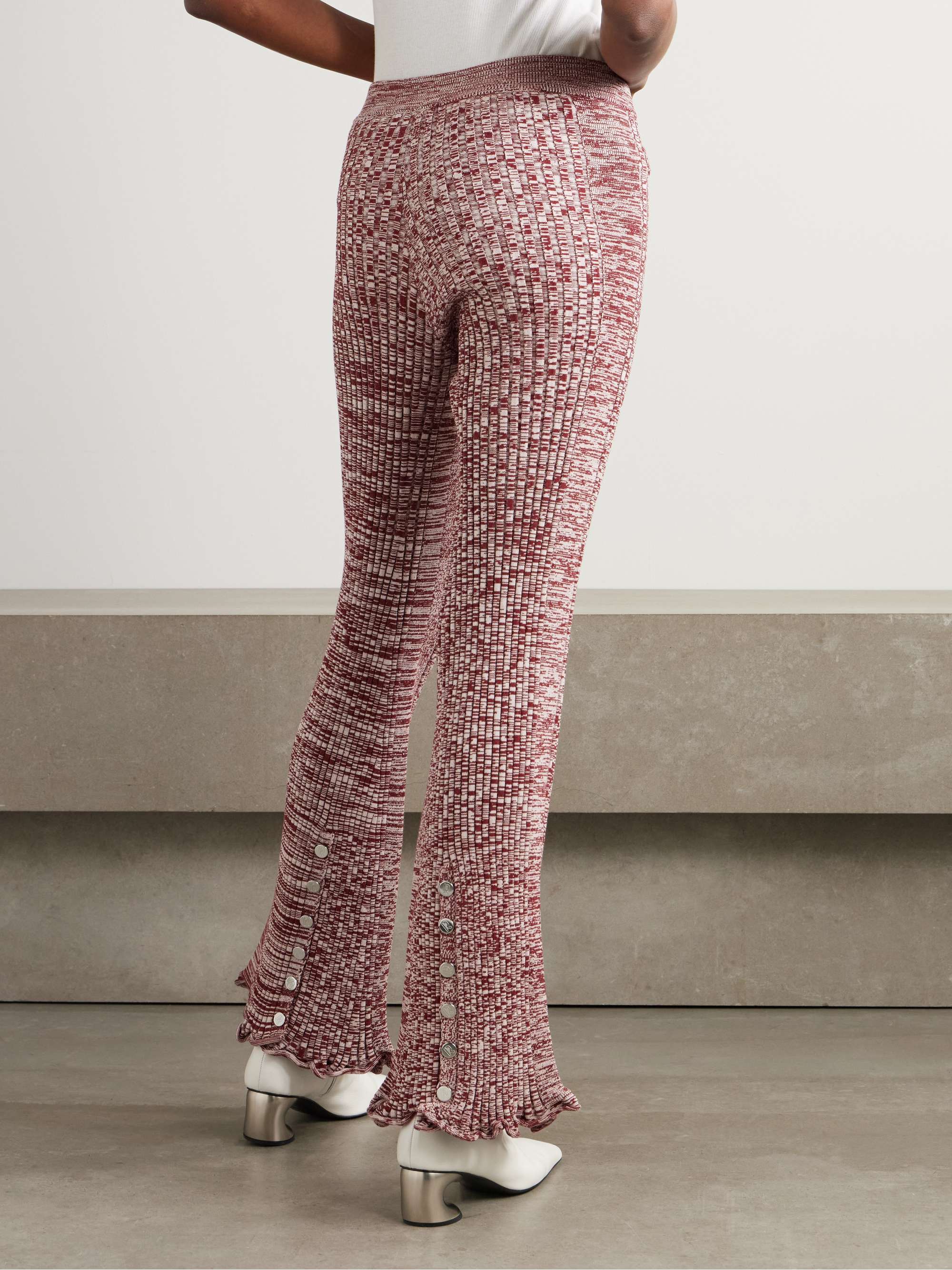 Ribbed-knit flared pants view