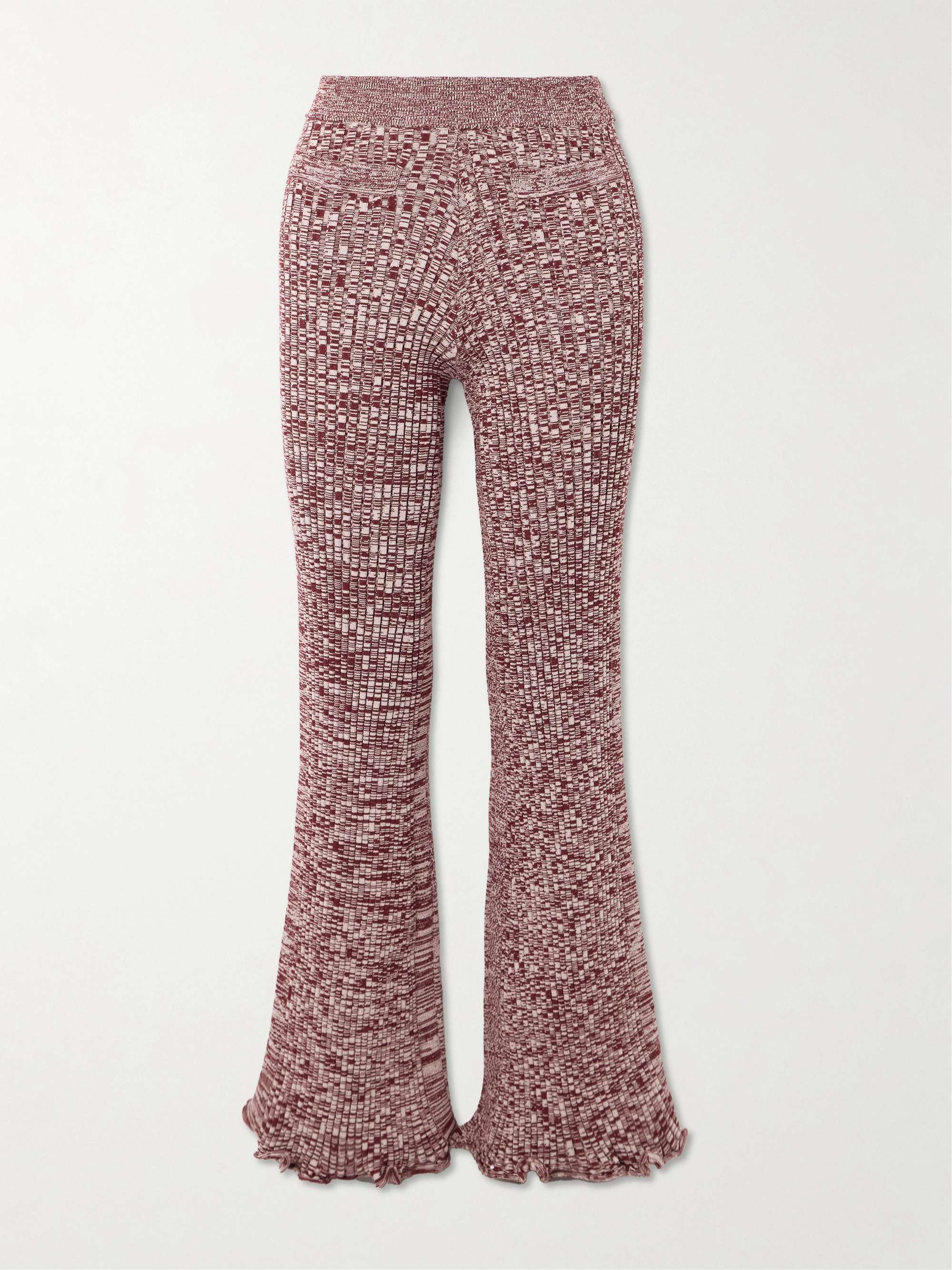 Ribbed-knit flared pants view