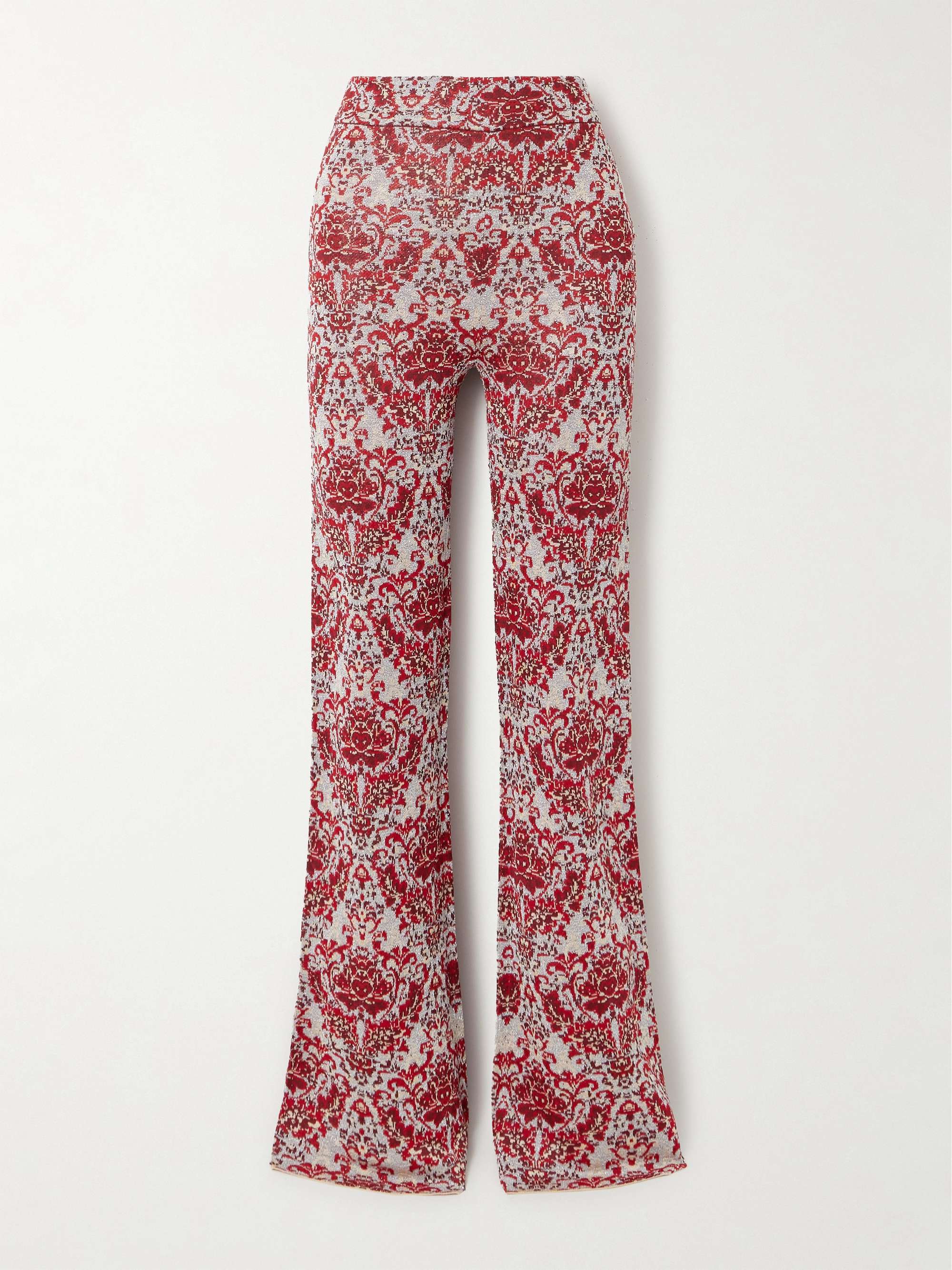 Metallic jacquard-knit flared pants view