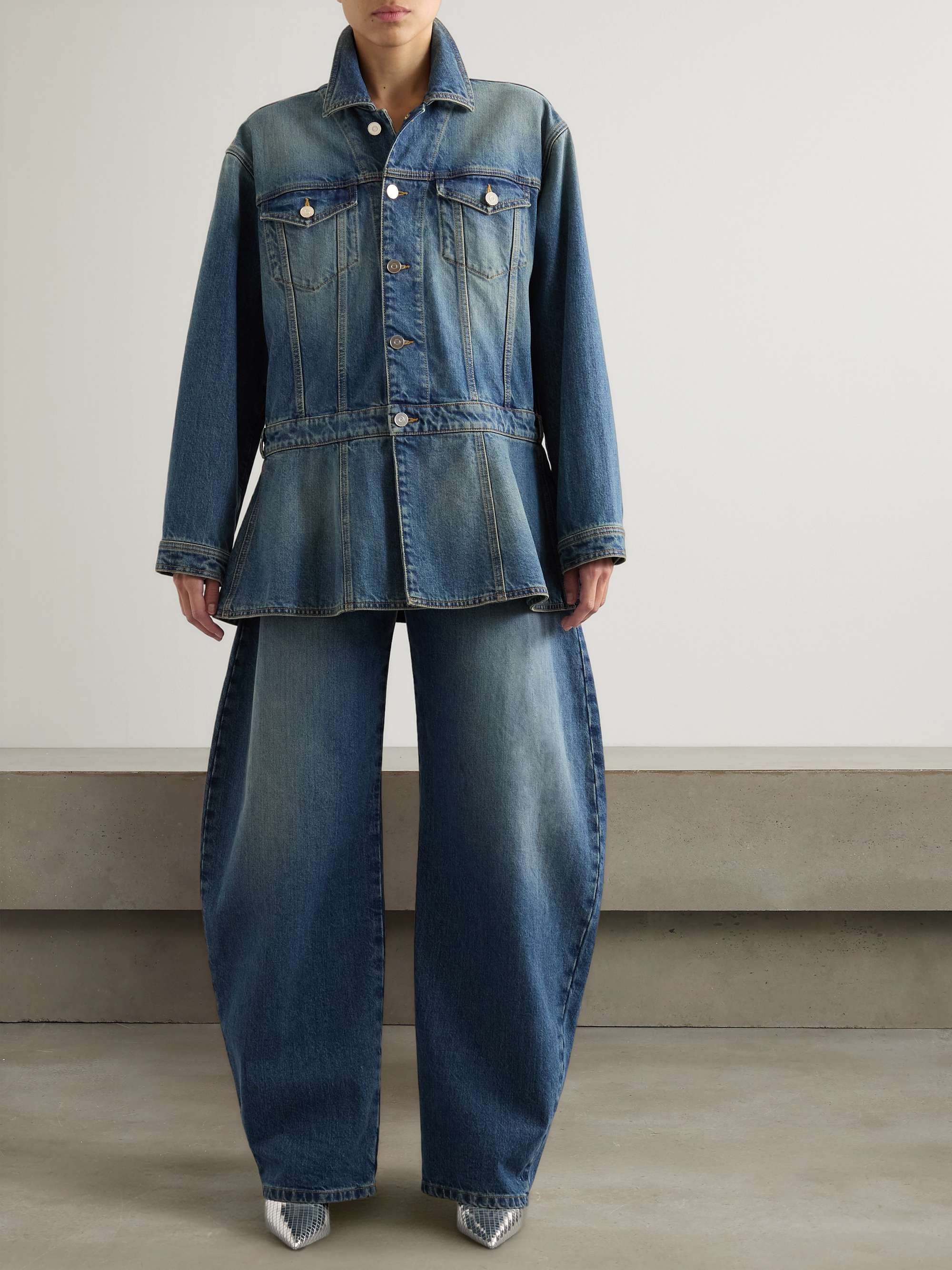 High-rise barrel-leg jeans view