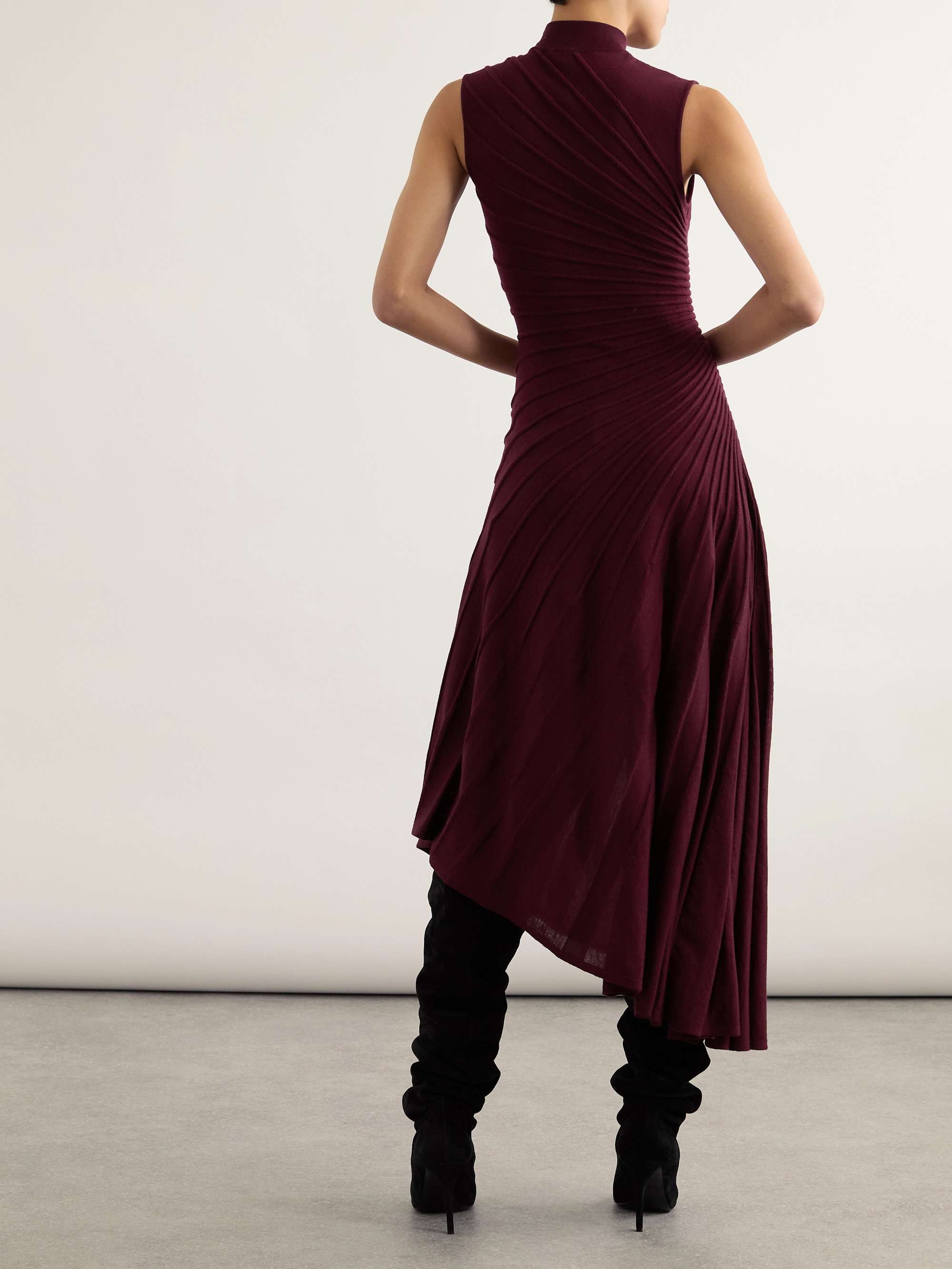 Asymmetric ribbed wool dress view