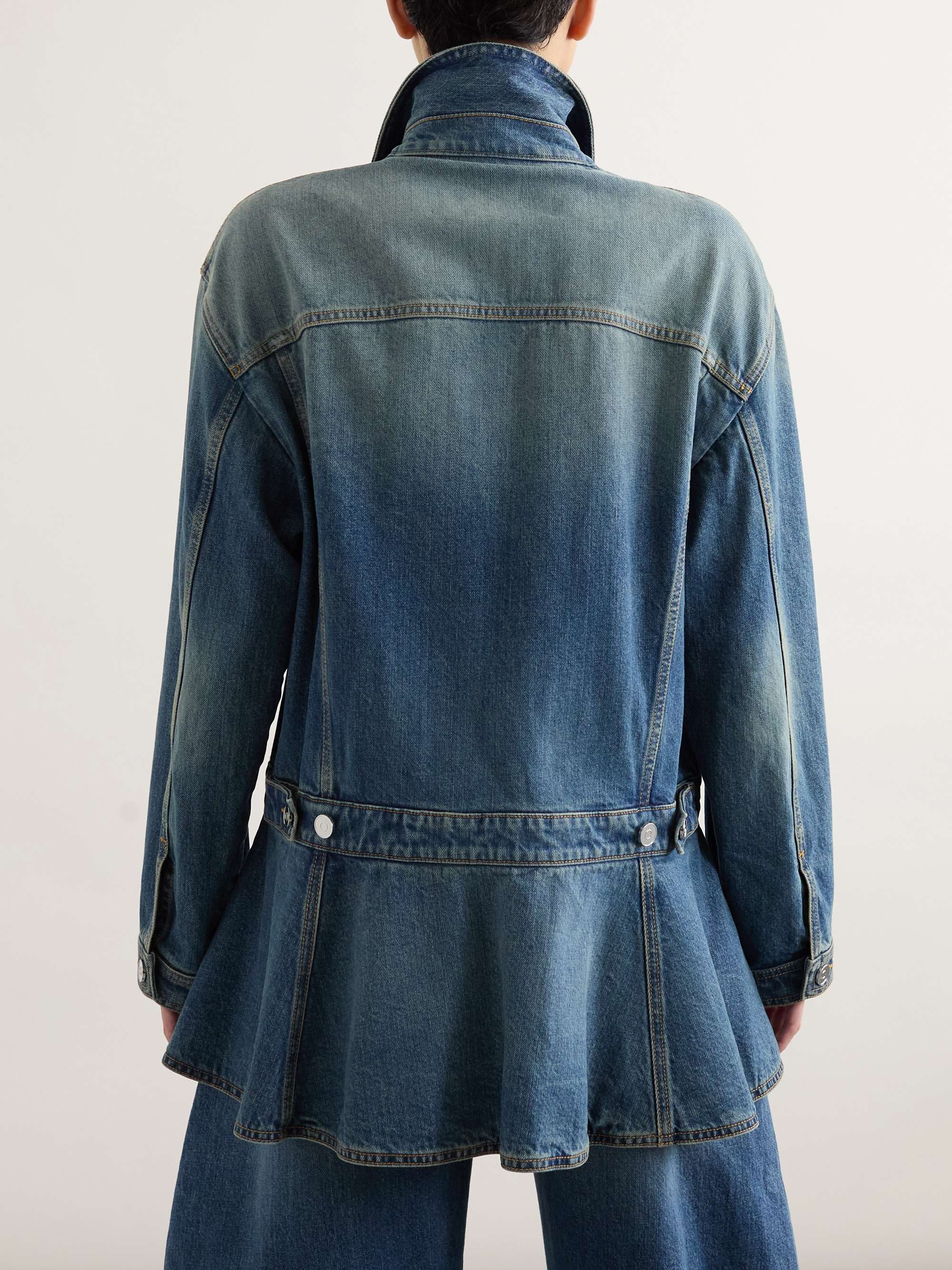 Belted denim peplum jacket view