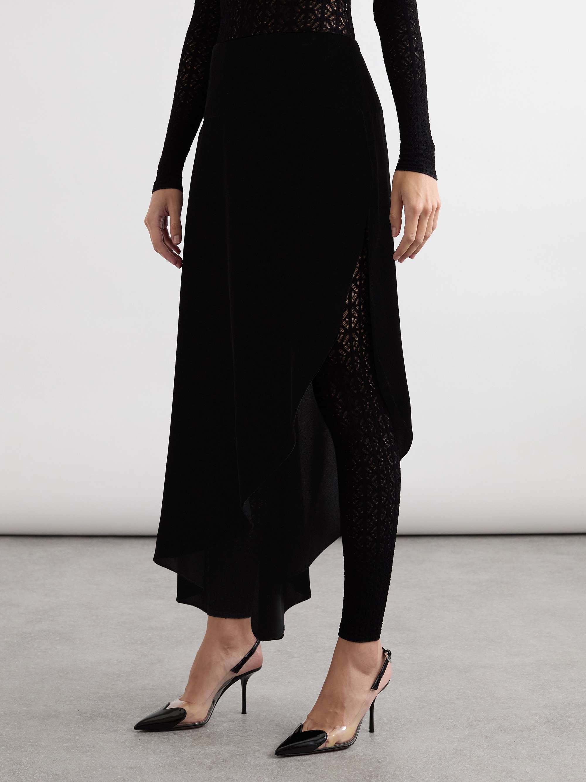 Asymmetric velvet skirt view