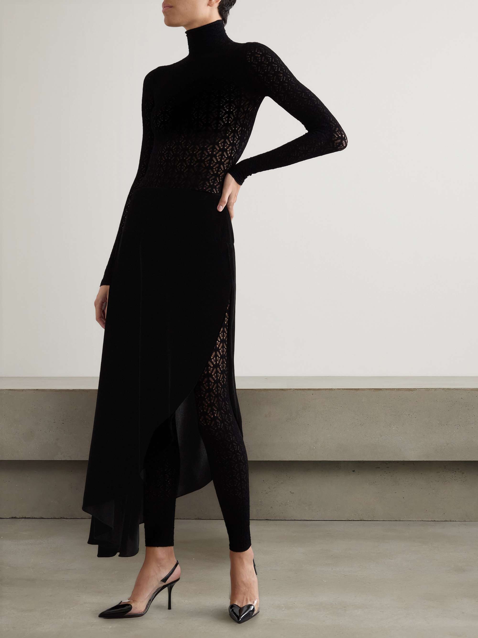 Asymmetric velvet skirt view