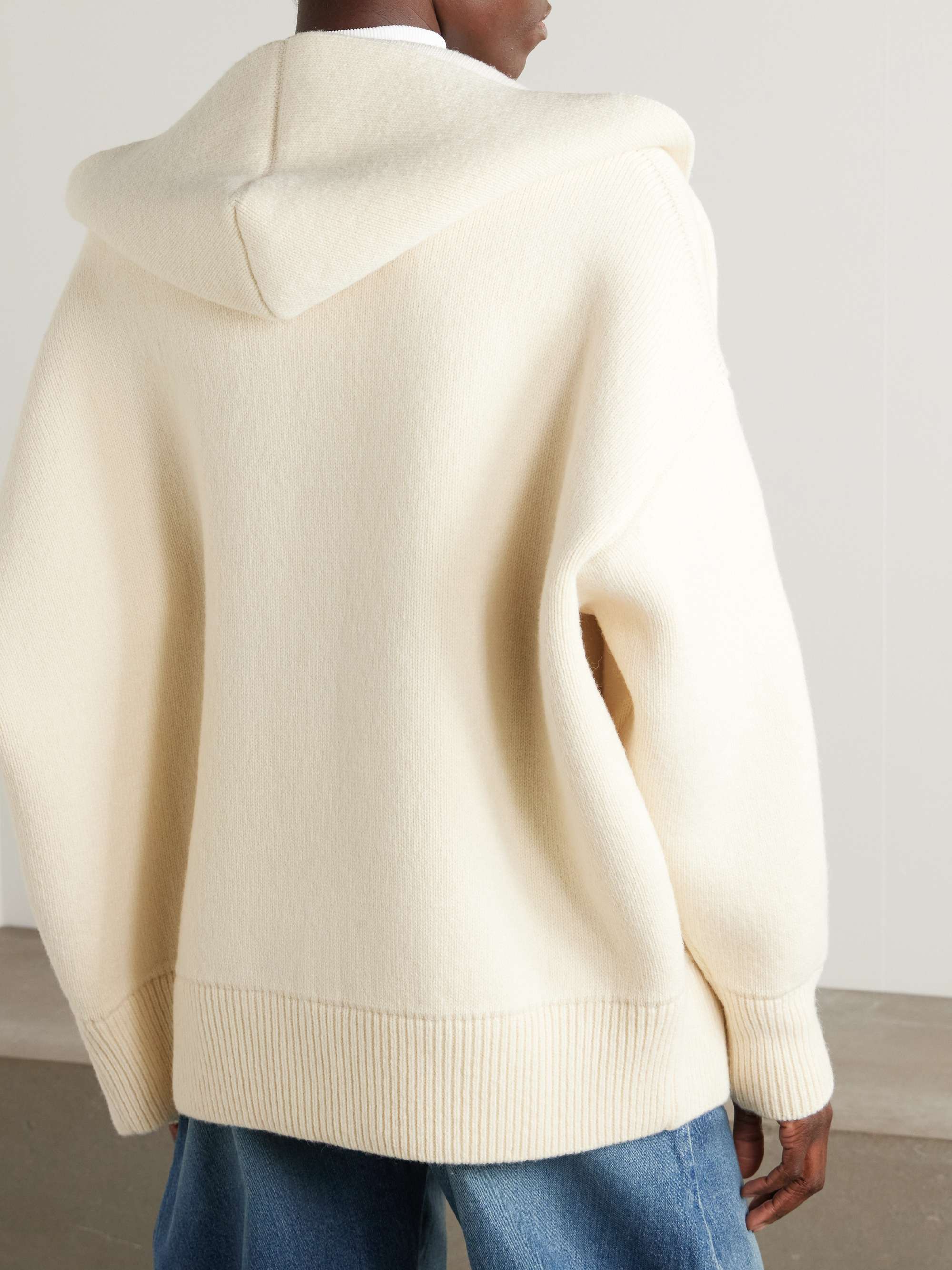 Oversized hooded wool-blend cardigan view