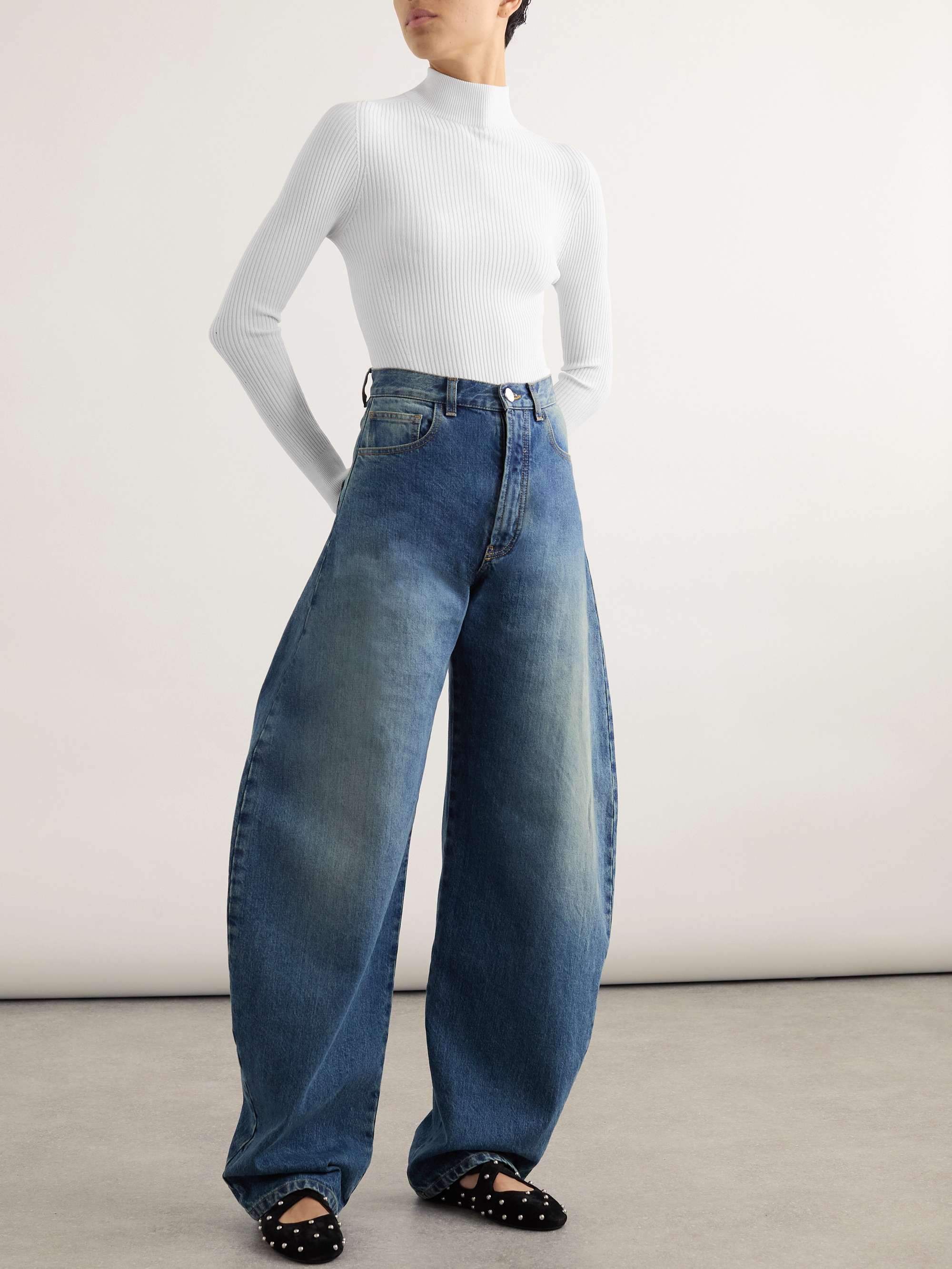 Ribbed-knit turtleneck bodysuit view