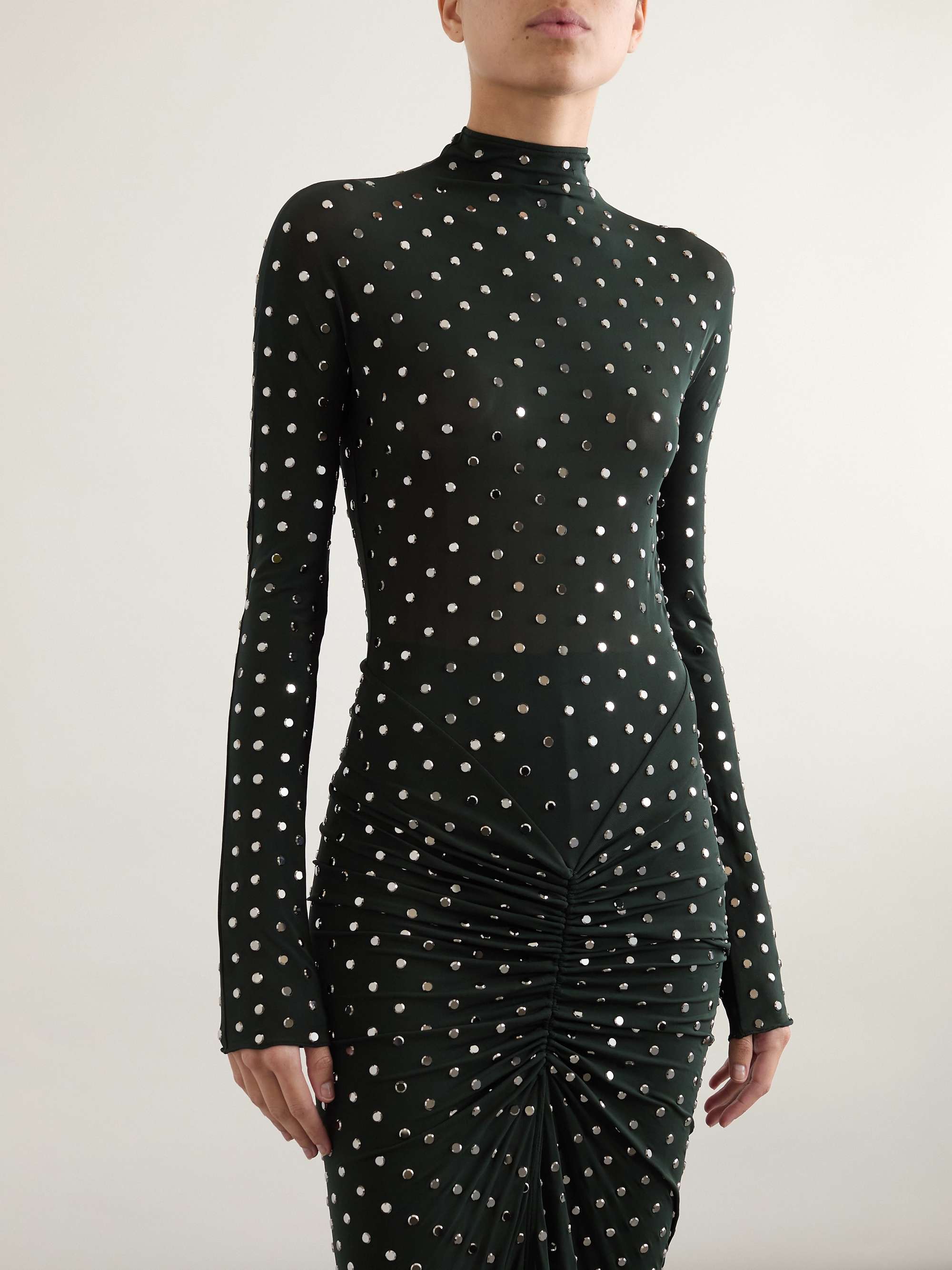 Studded draped stretch-jersey midi dress view