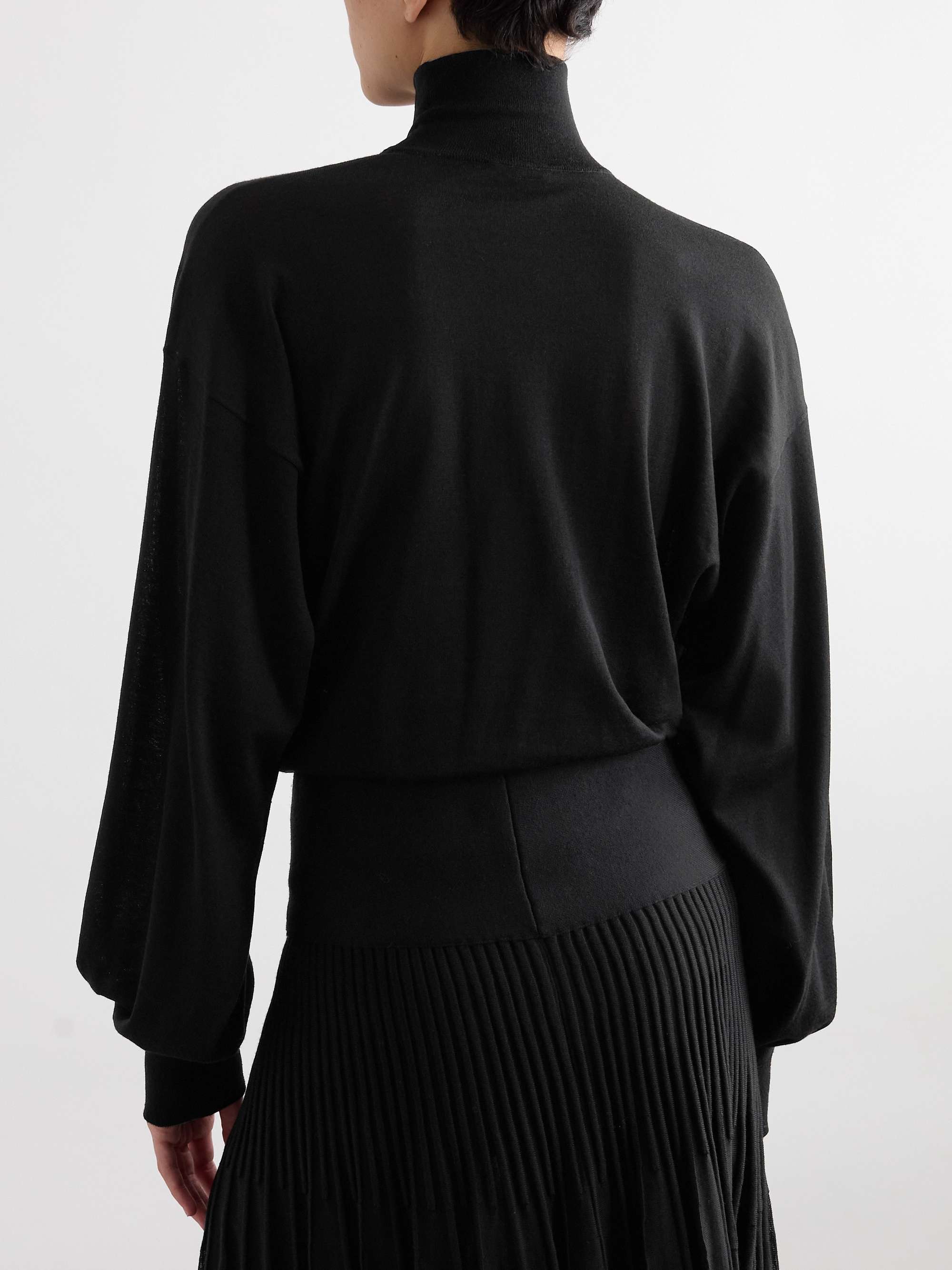 Turtleneck cutout wool-blend bodysuit view