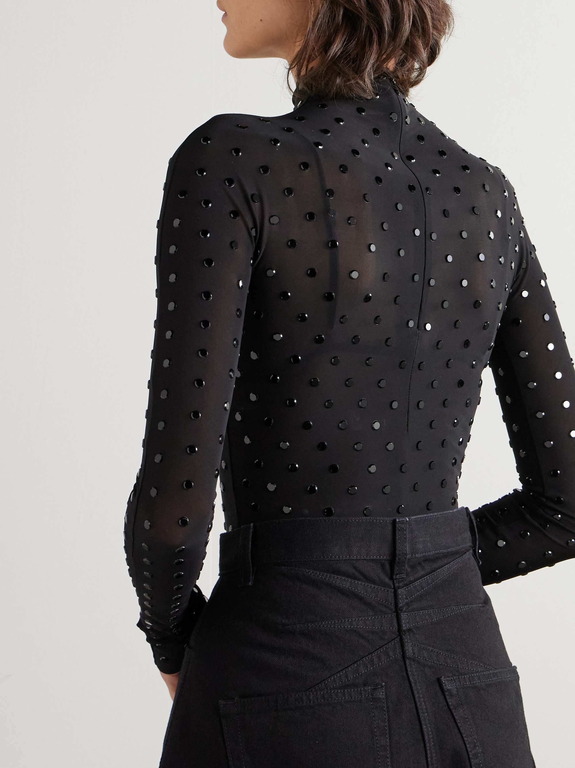 Crystal-embellished stretch-jersey bodysuit view