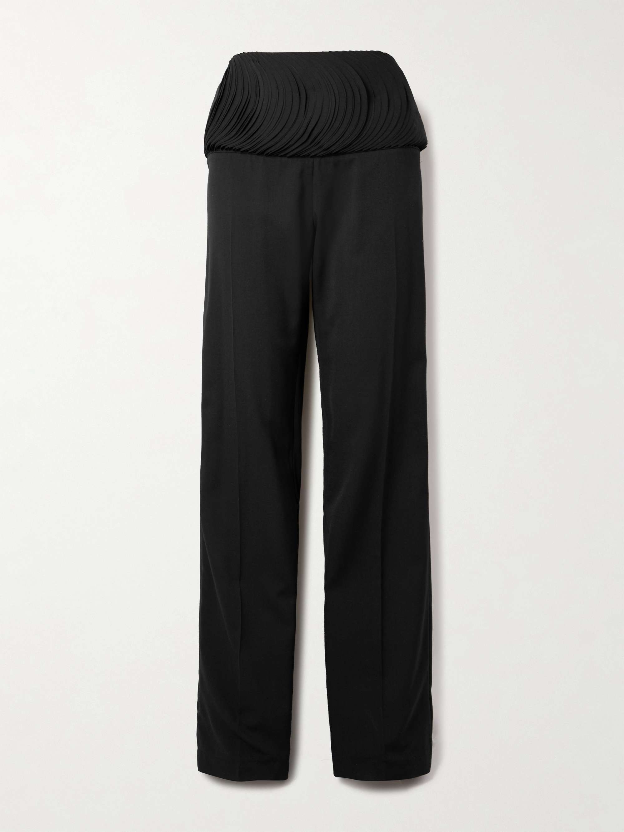 Pleated layered twill straight-leg pants view